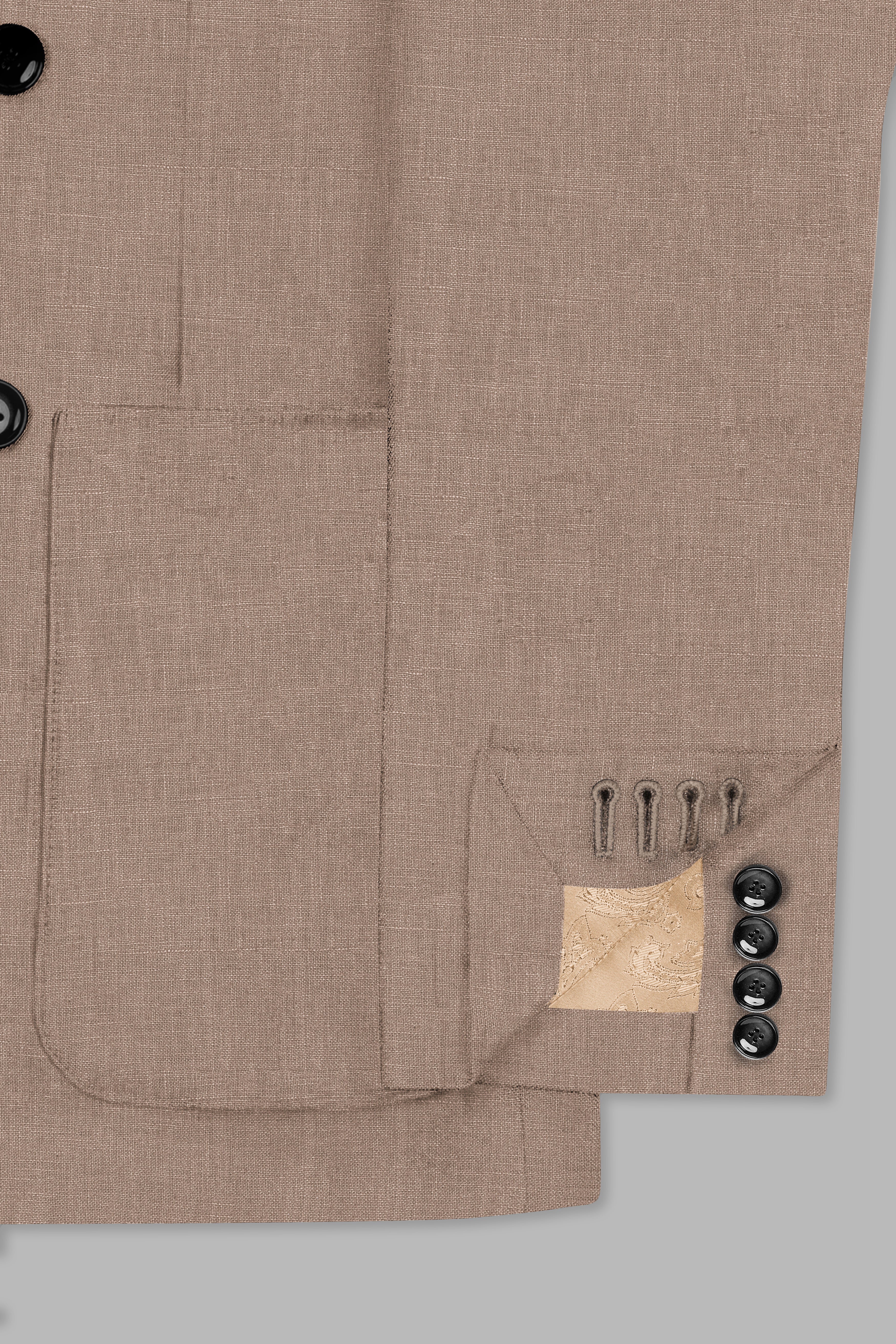 Oyster Brown Luxurious Linen Double Breasted Sports Suit
