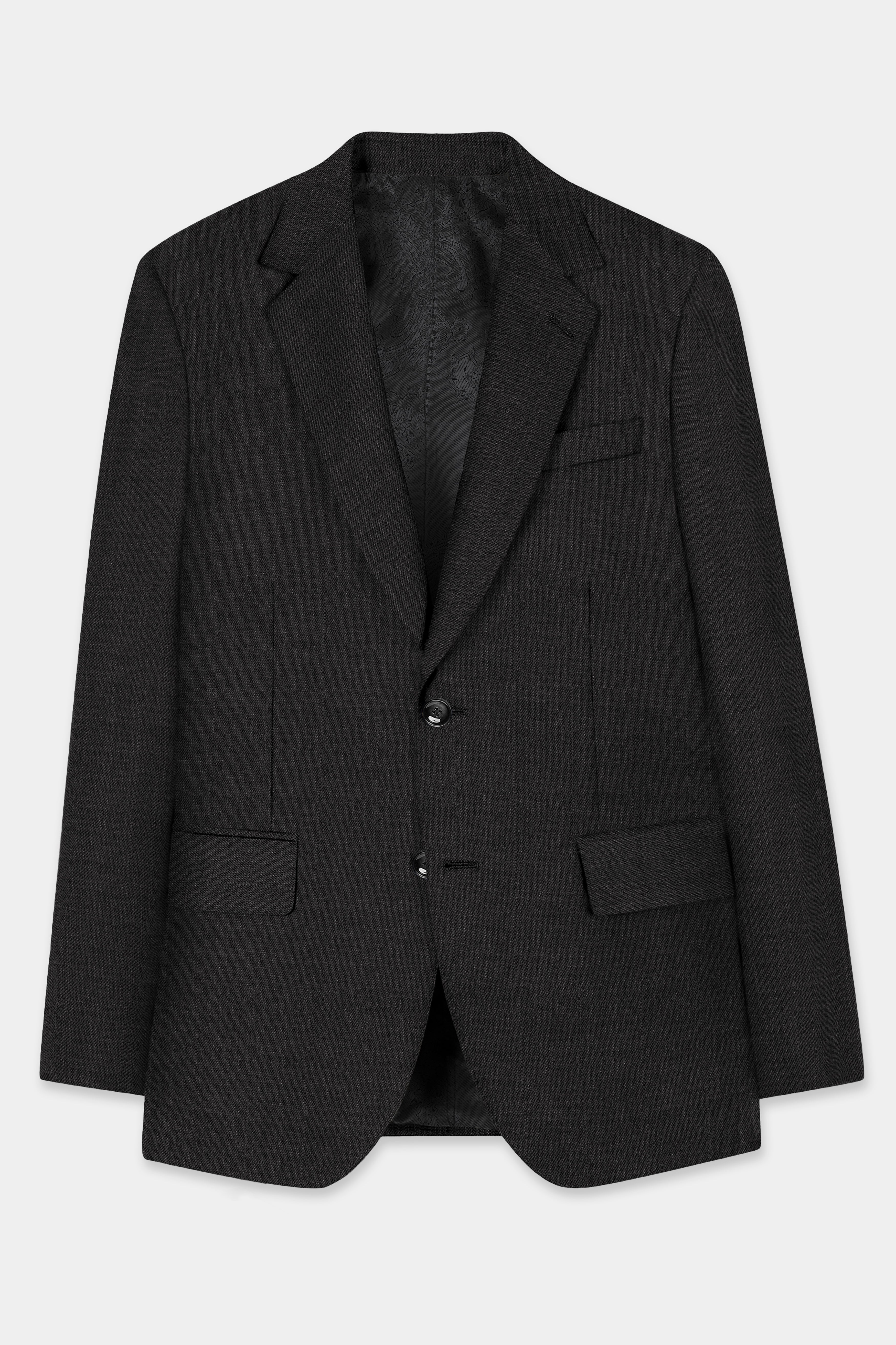 Zeus Gray Textured Wool Rich Suit