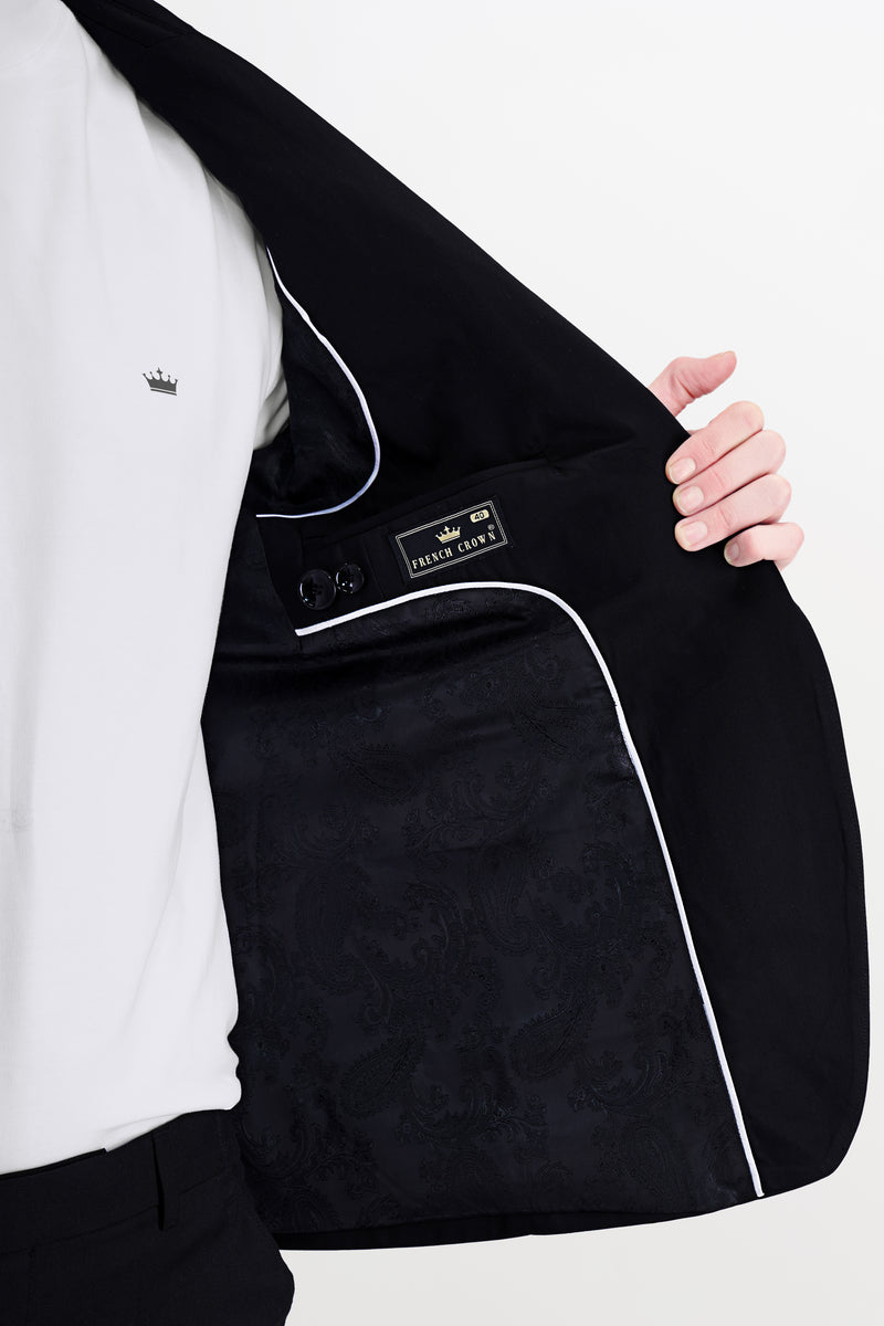Jade Black Subtle Sheen Patch Pockets Sport Suit