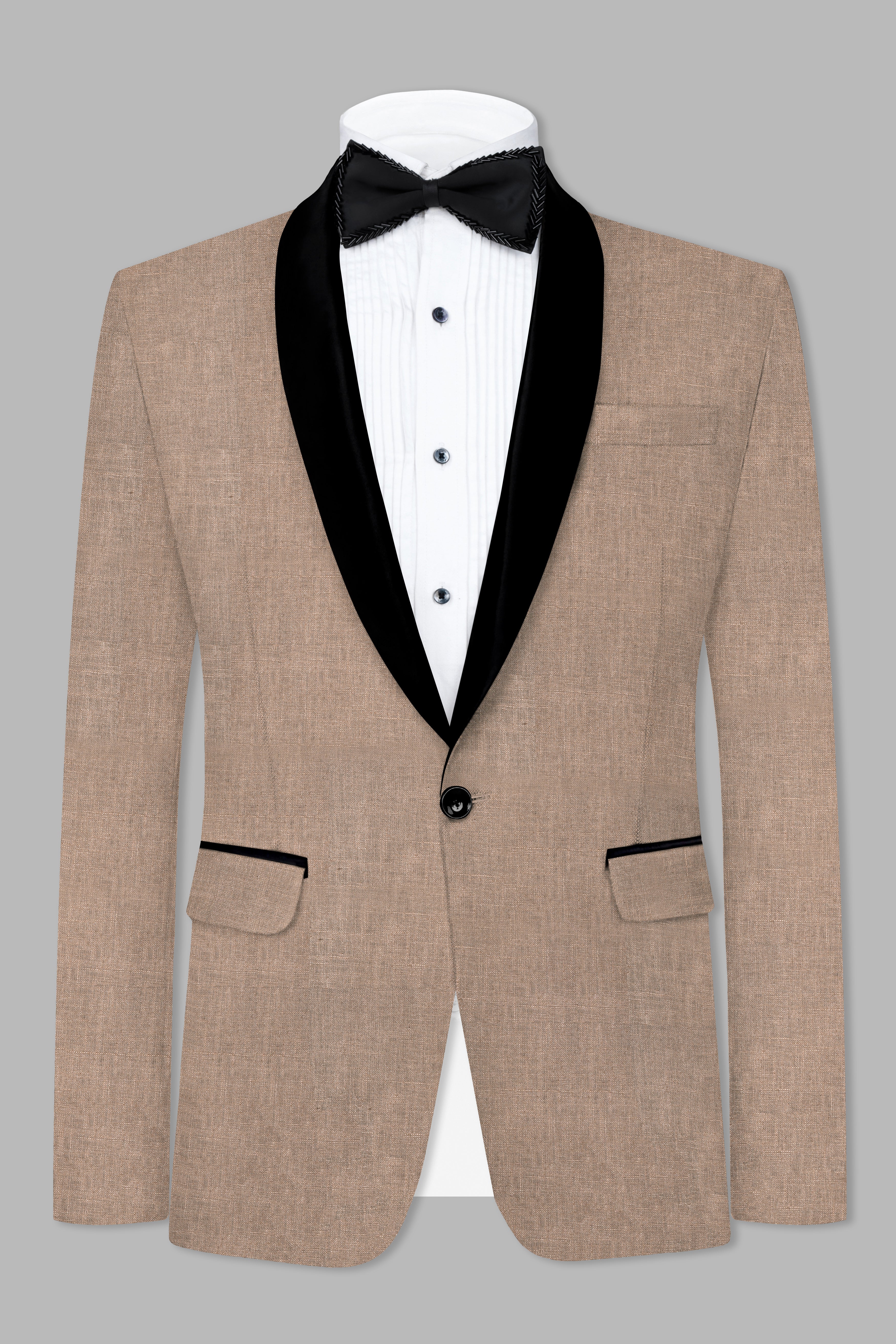 Beaver Brown Luxurious Linen Tuxedo Suit
