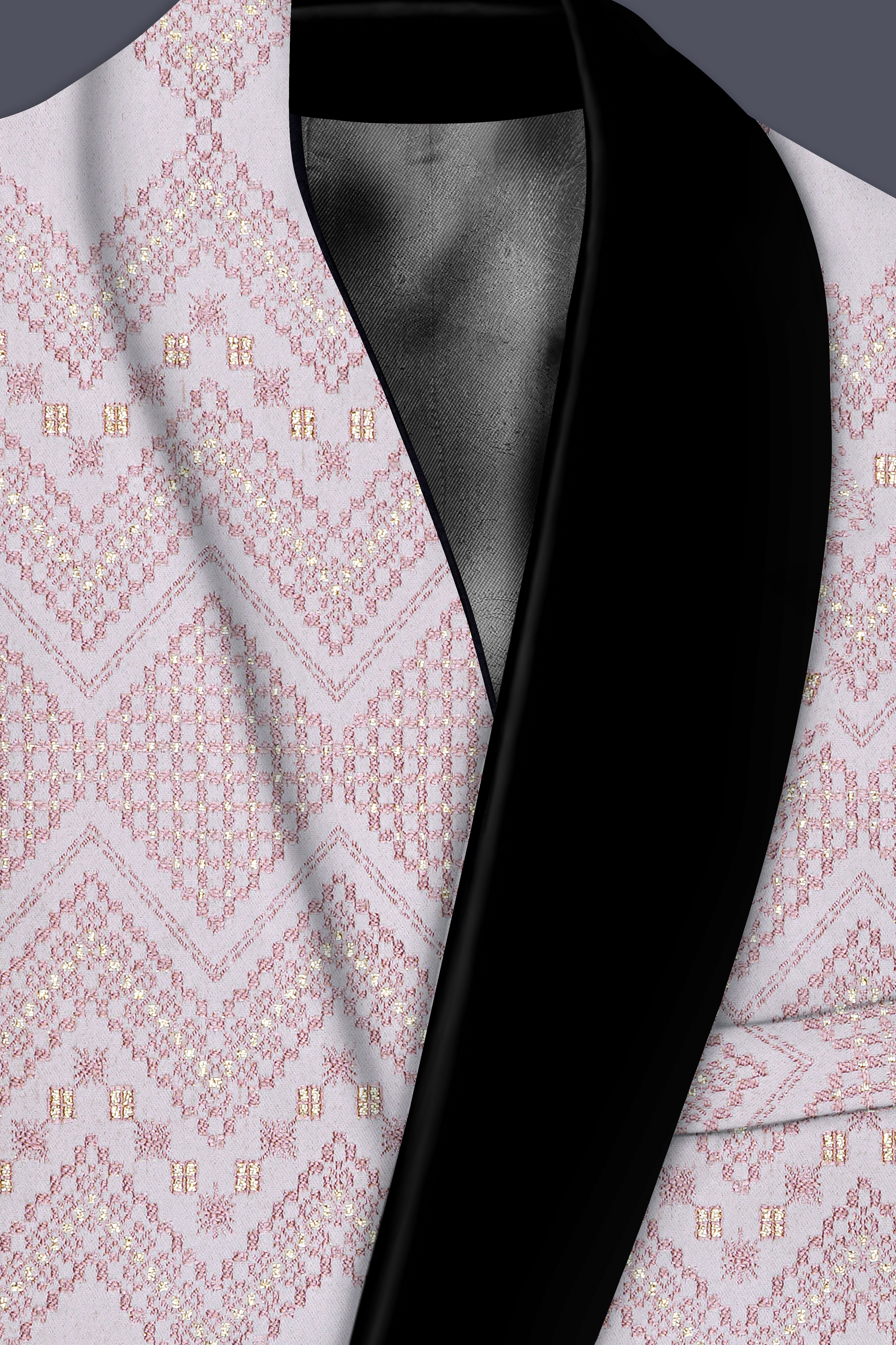 Florissa-Blossom Pink  Chevron Sequin And Slik Thread Embroidered Tuxedo Suit