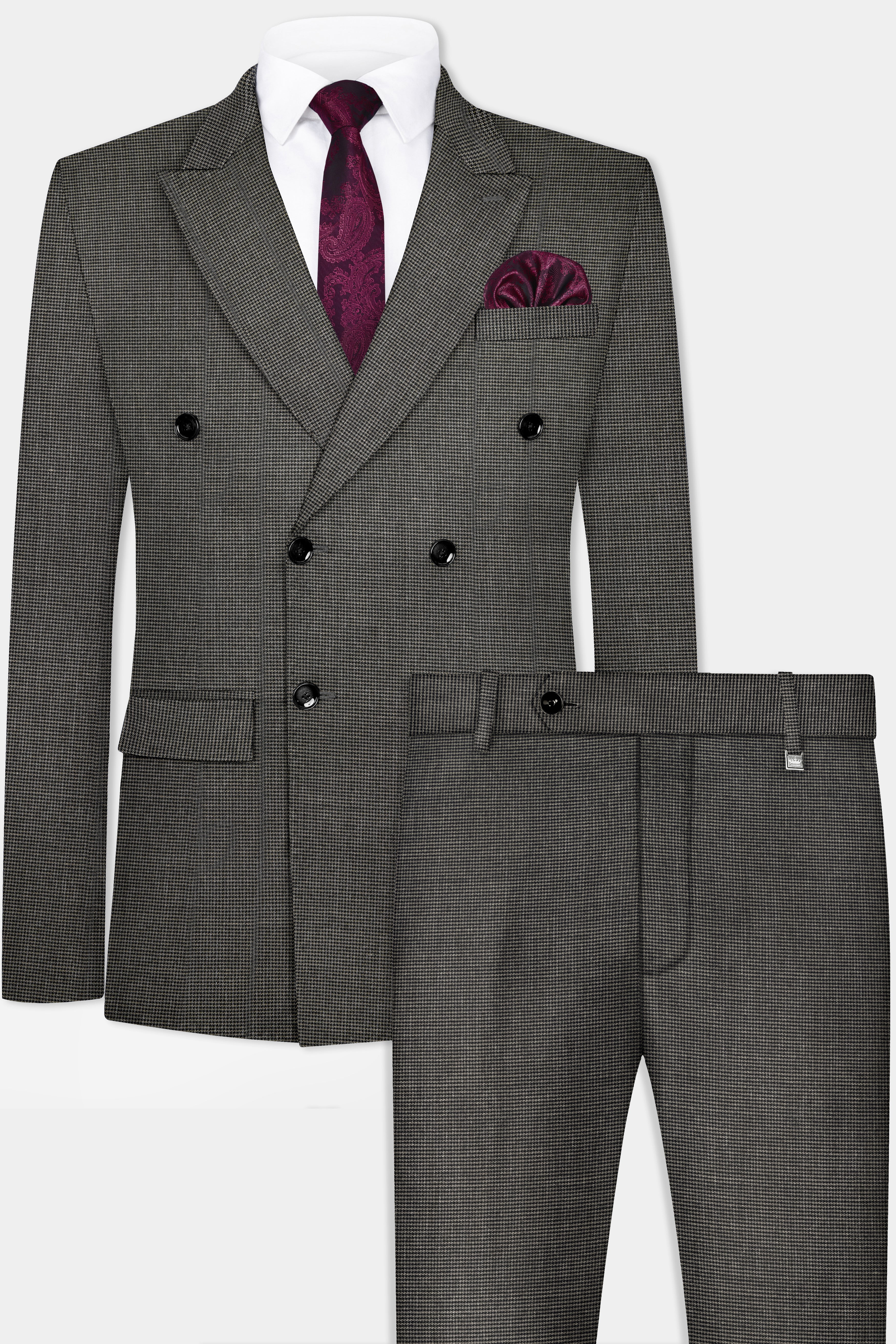 Iridium Gray Wool Rice Double Breasted Suit