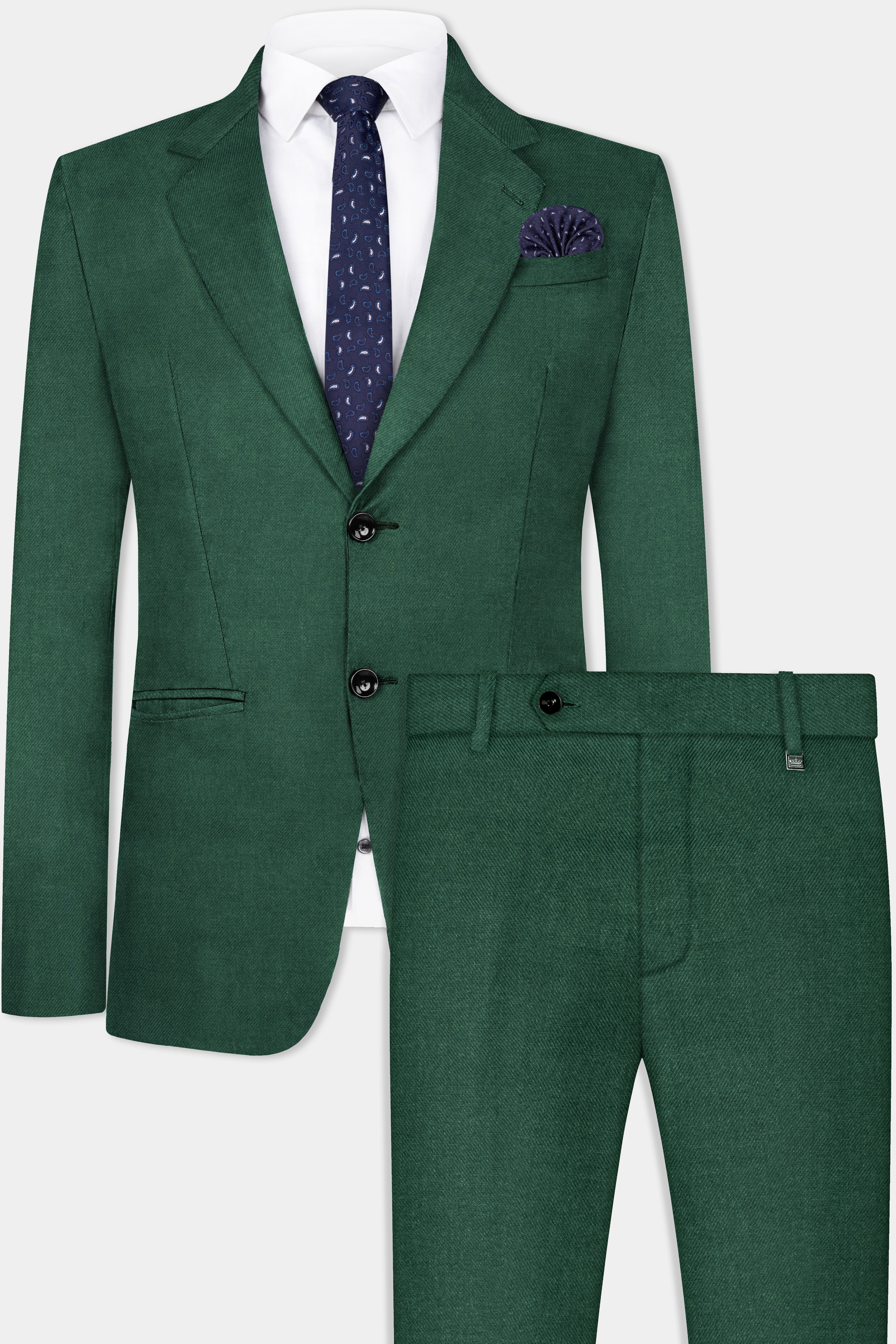 Plantation Green Textured Tweed Suit