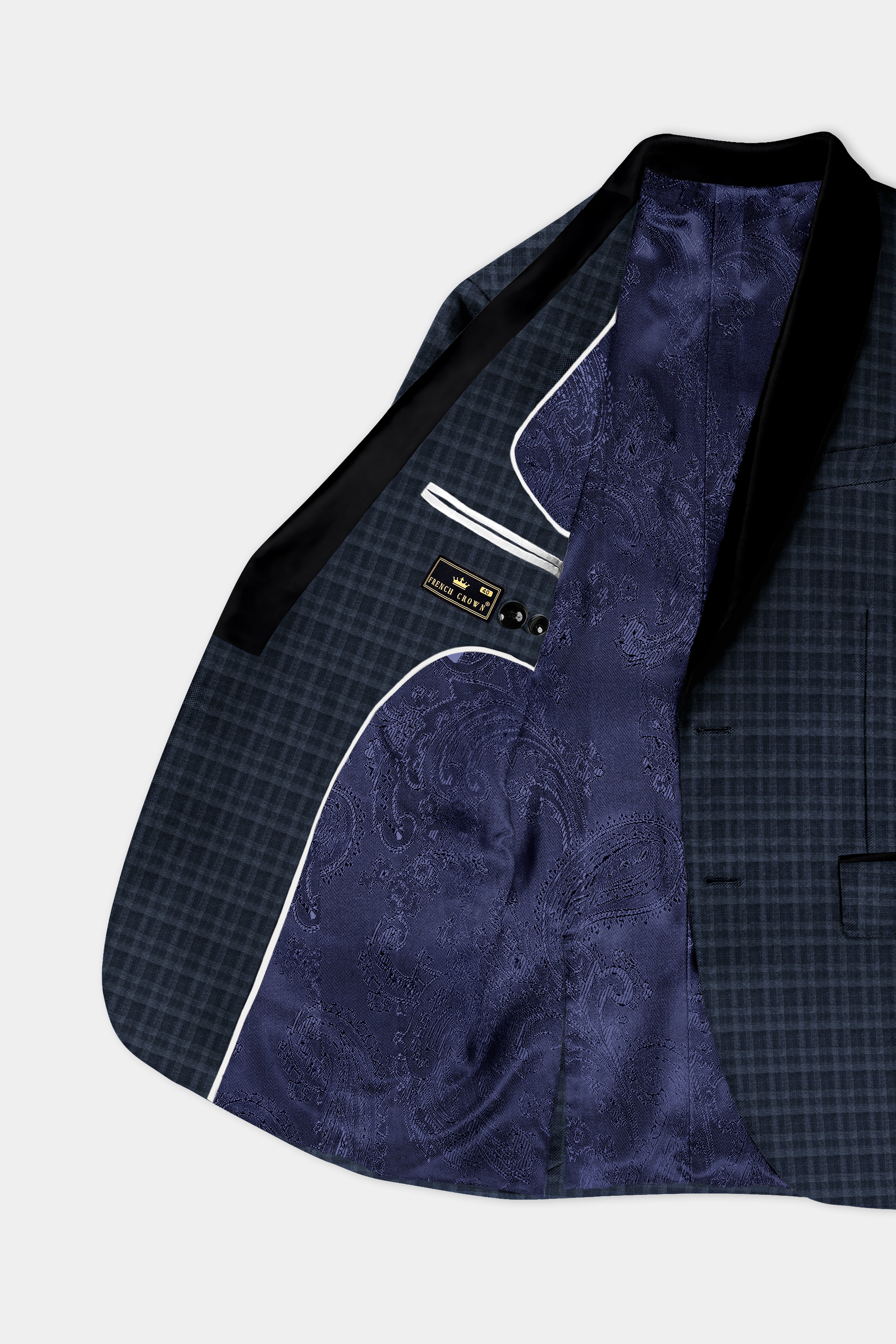 Baltic Blue Windowpane Wool Rich Tuxedo Suit