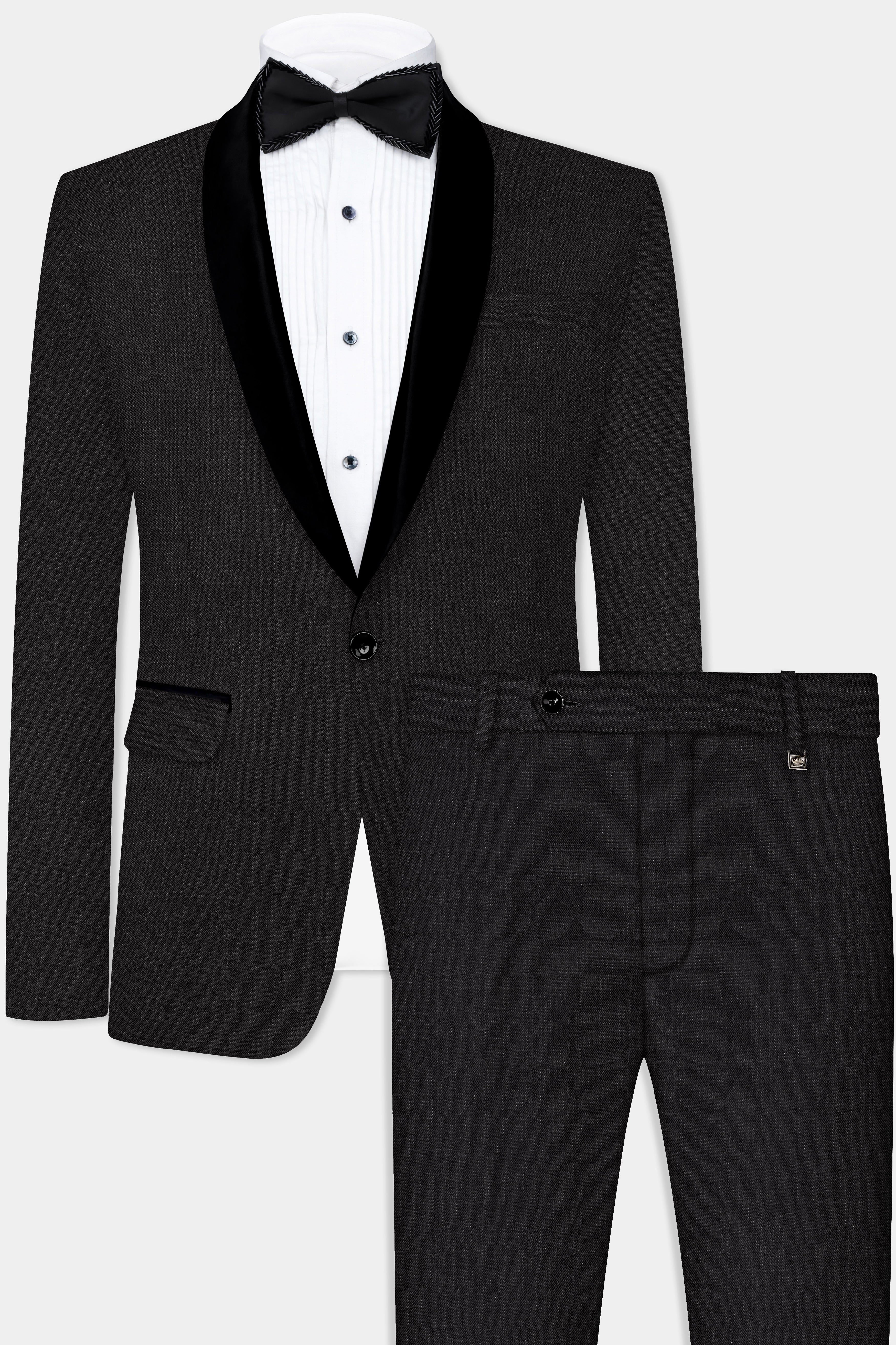 Zeus Gray Textured Wool Rich Tuxedo Suit