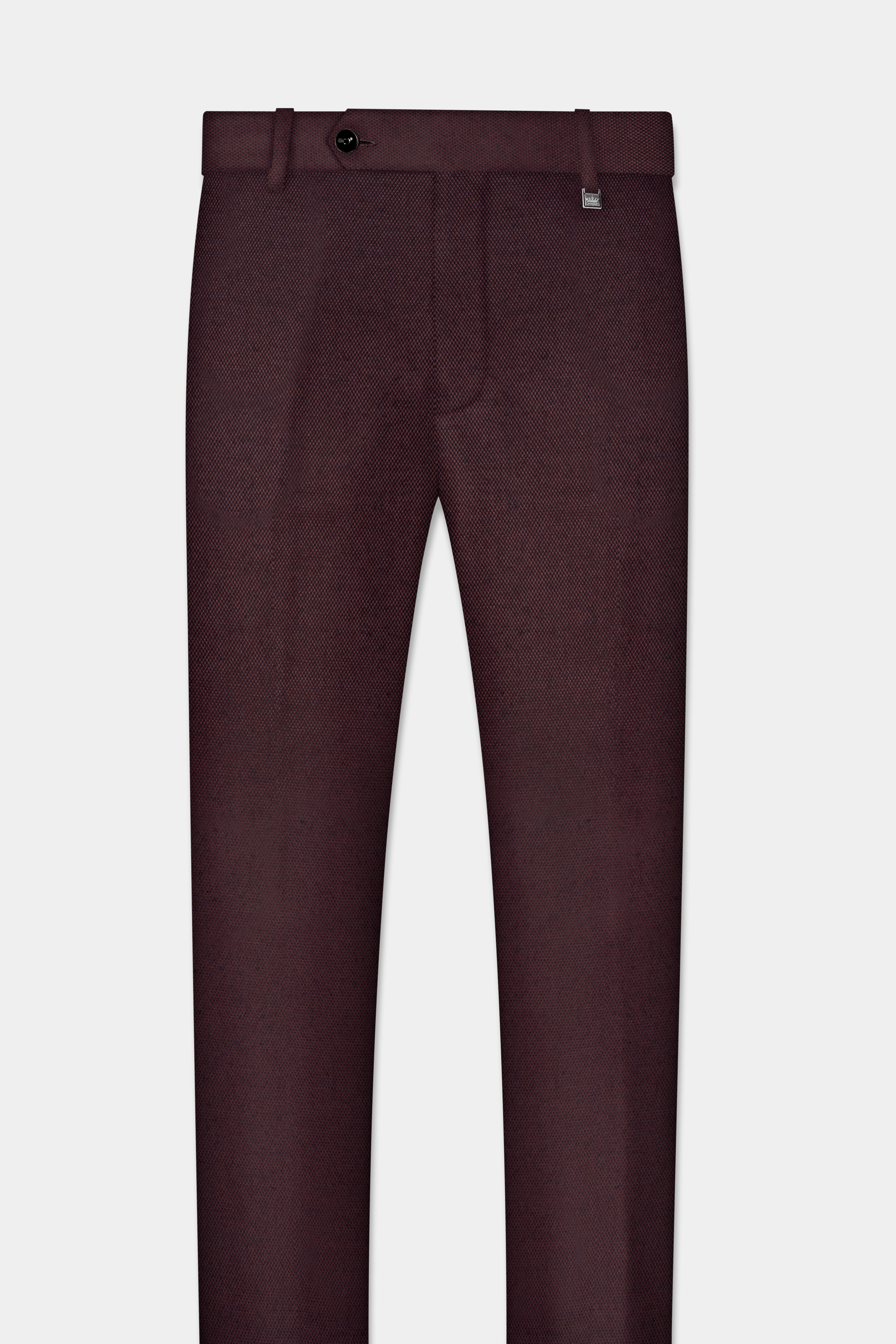 Eclipse Maroon Textured Wool Rich Double Breasted Suit
