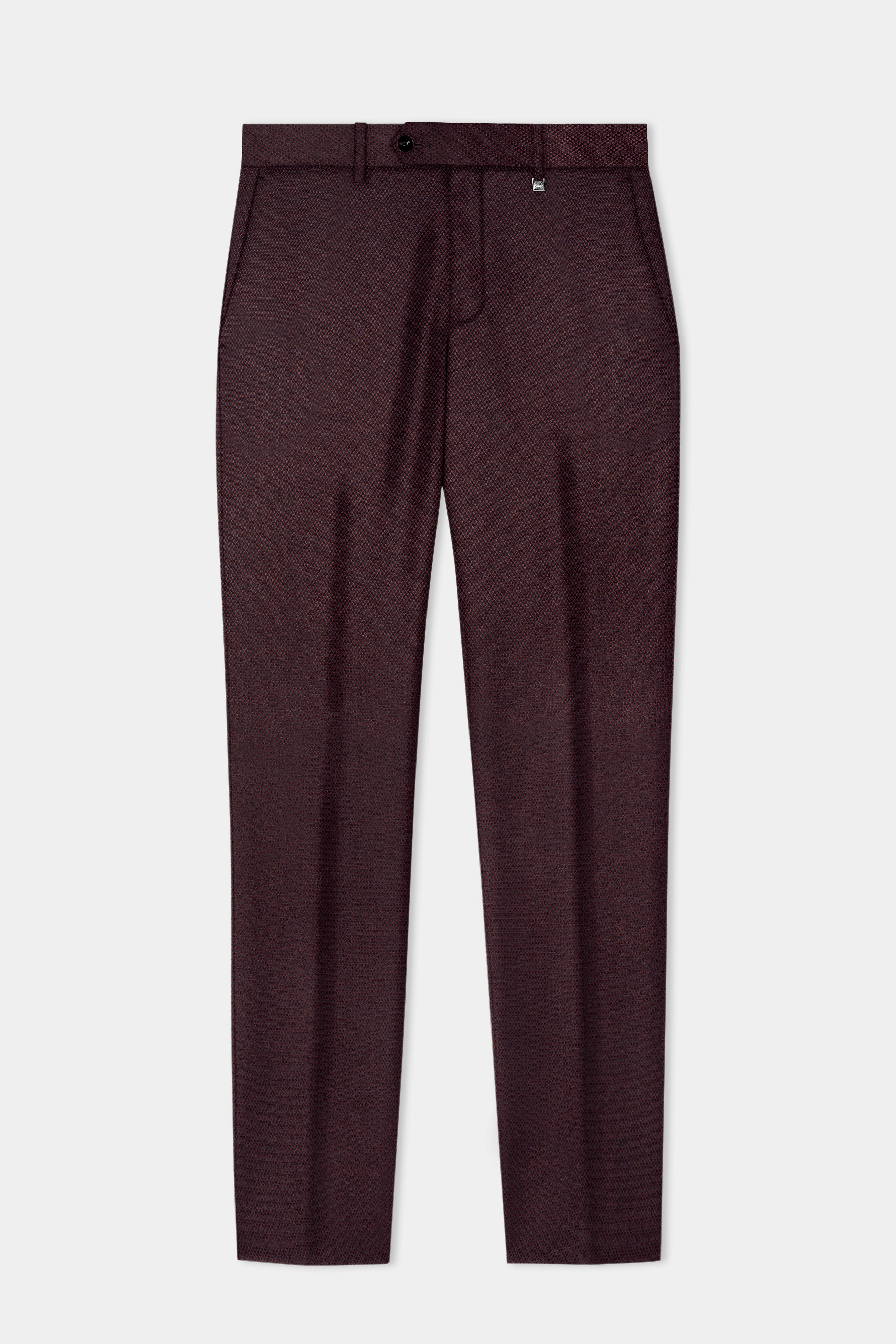 Eclipse Maroon Textured Wool Rich Double Breasted Suit