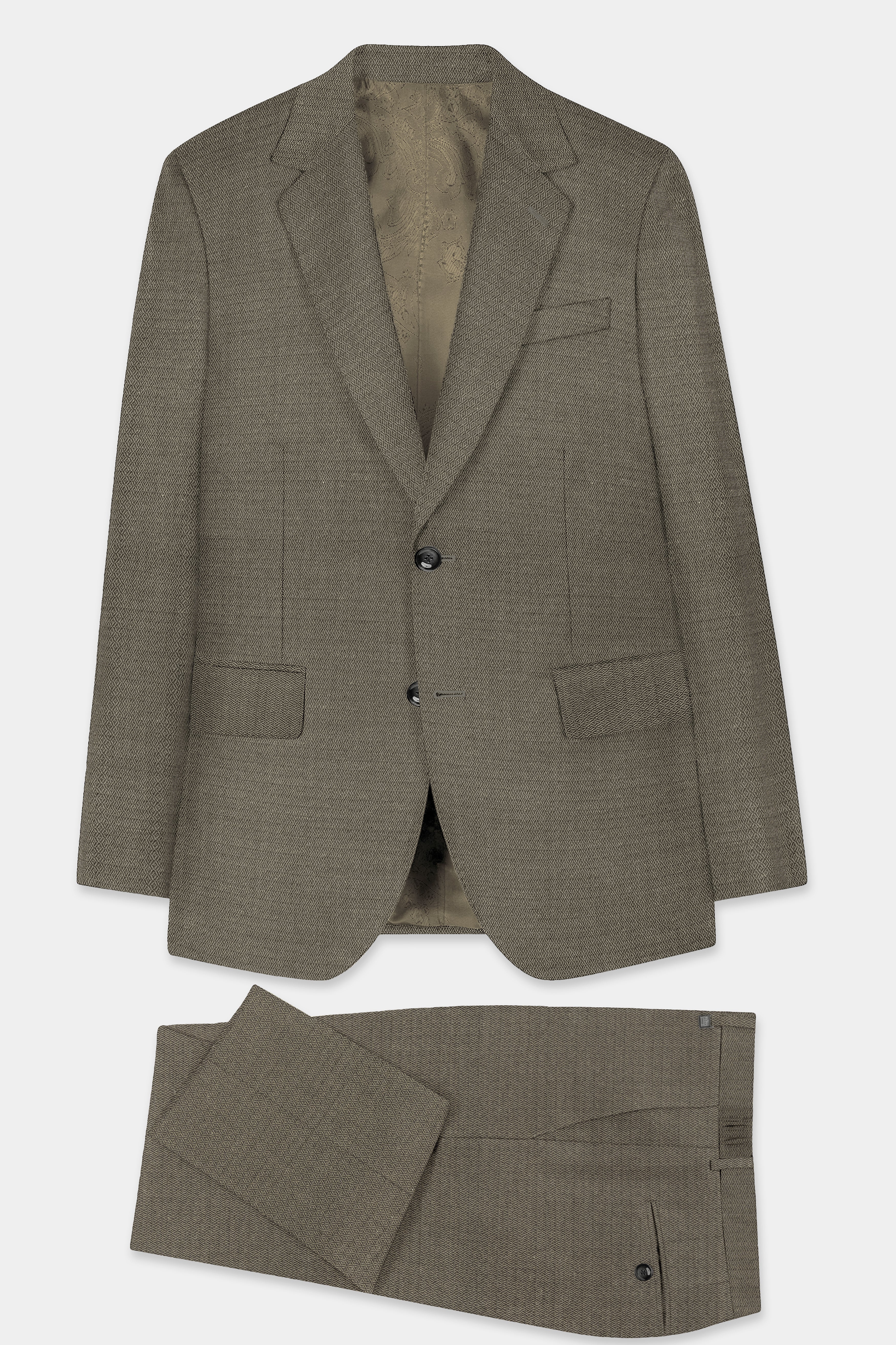 Wenge Brown Dobby Textured wool blend Suit