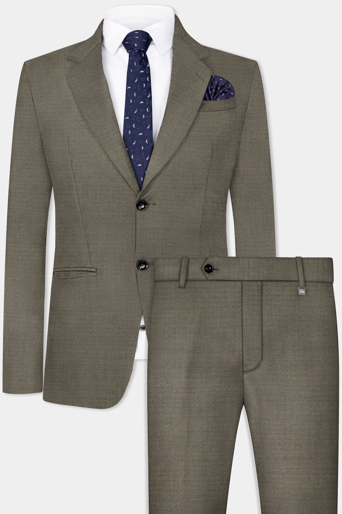 Wenge Brown Dobby Textured wool blend Suit