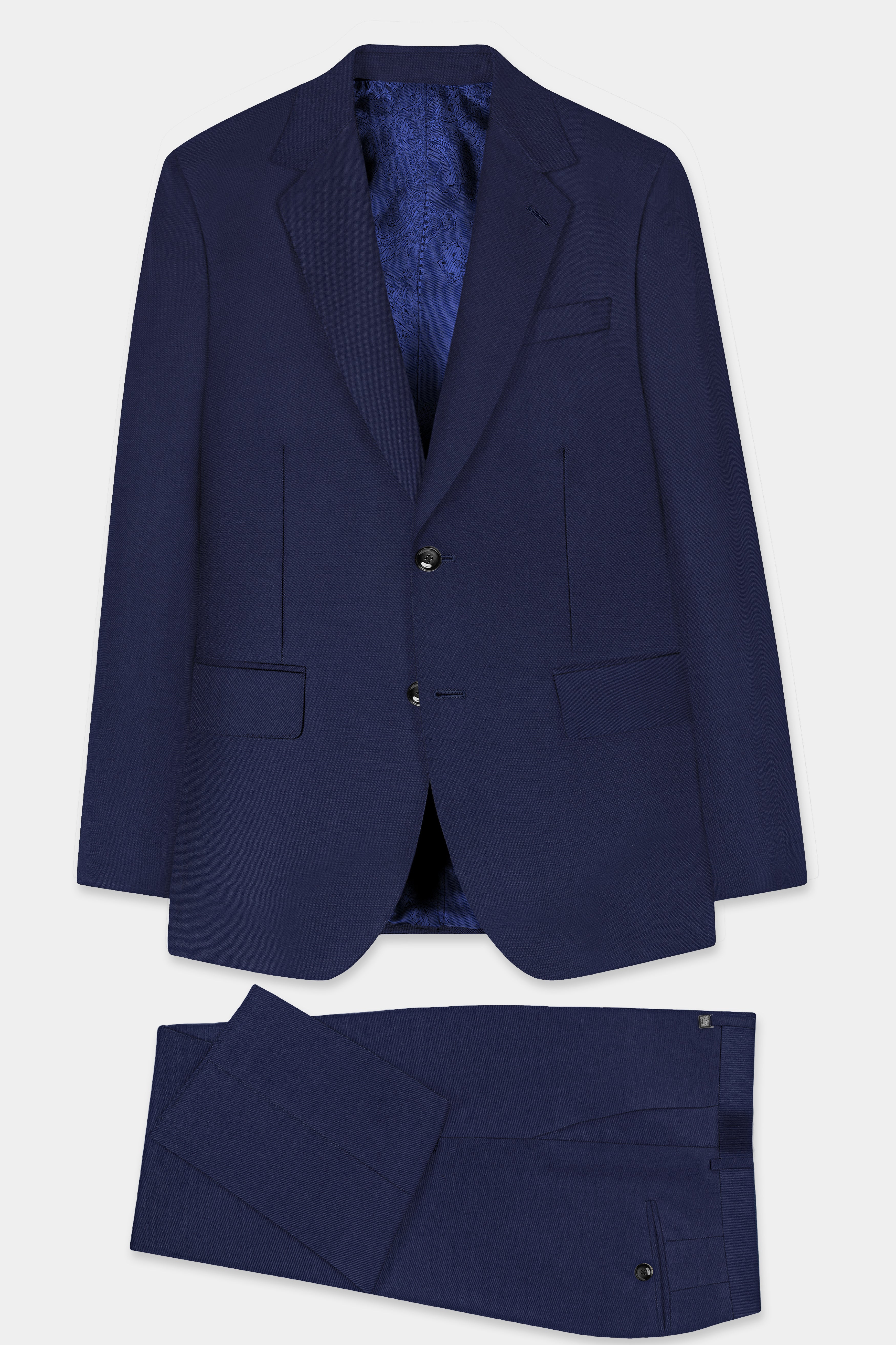 Tealish Blue Plain Solid Wool Blend Suit