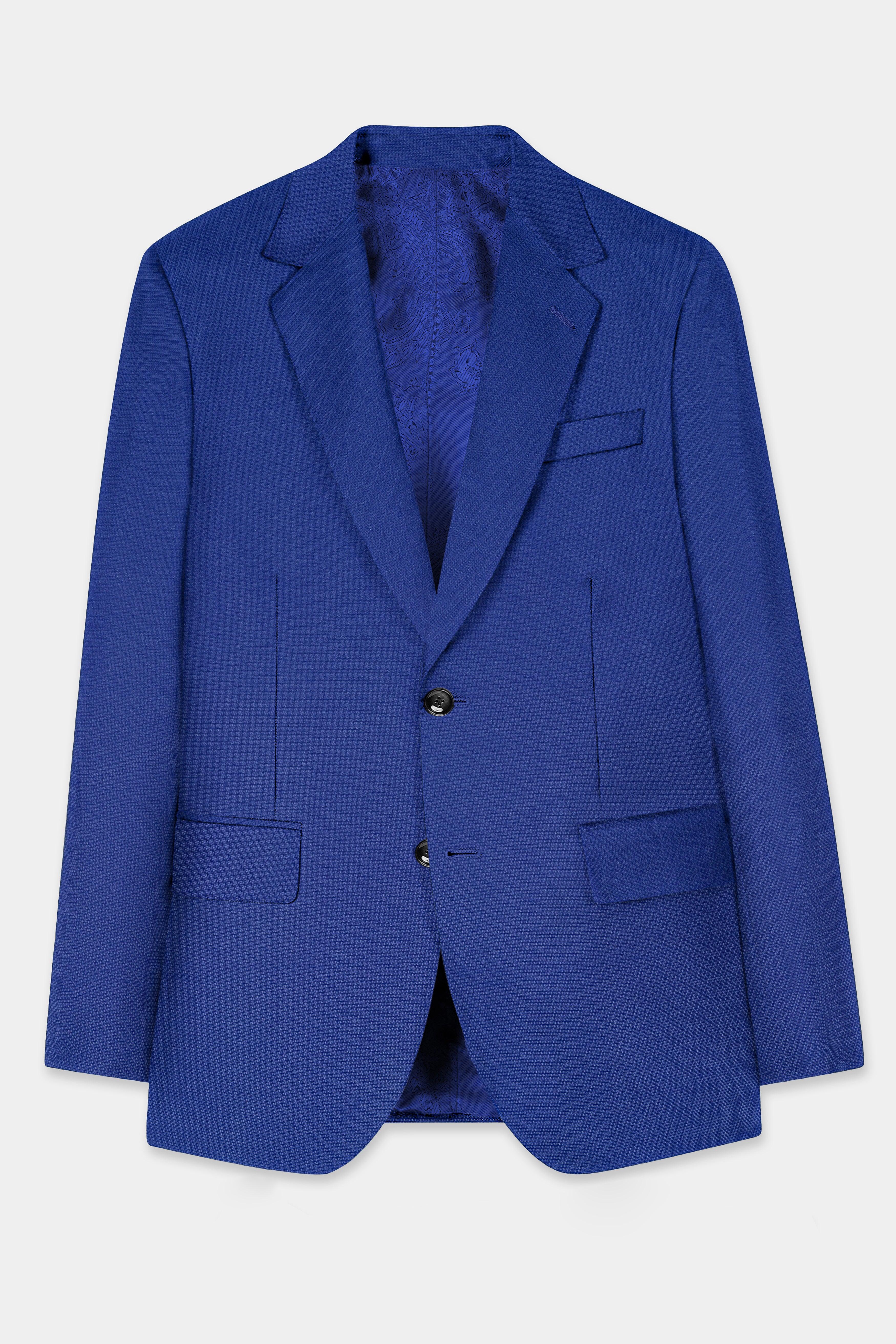 Catalina Blue Dobby Textured Wool Blend Suit