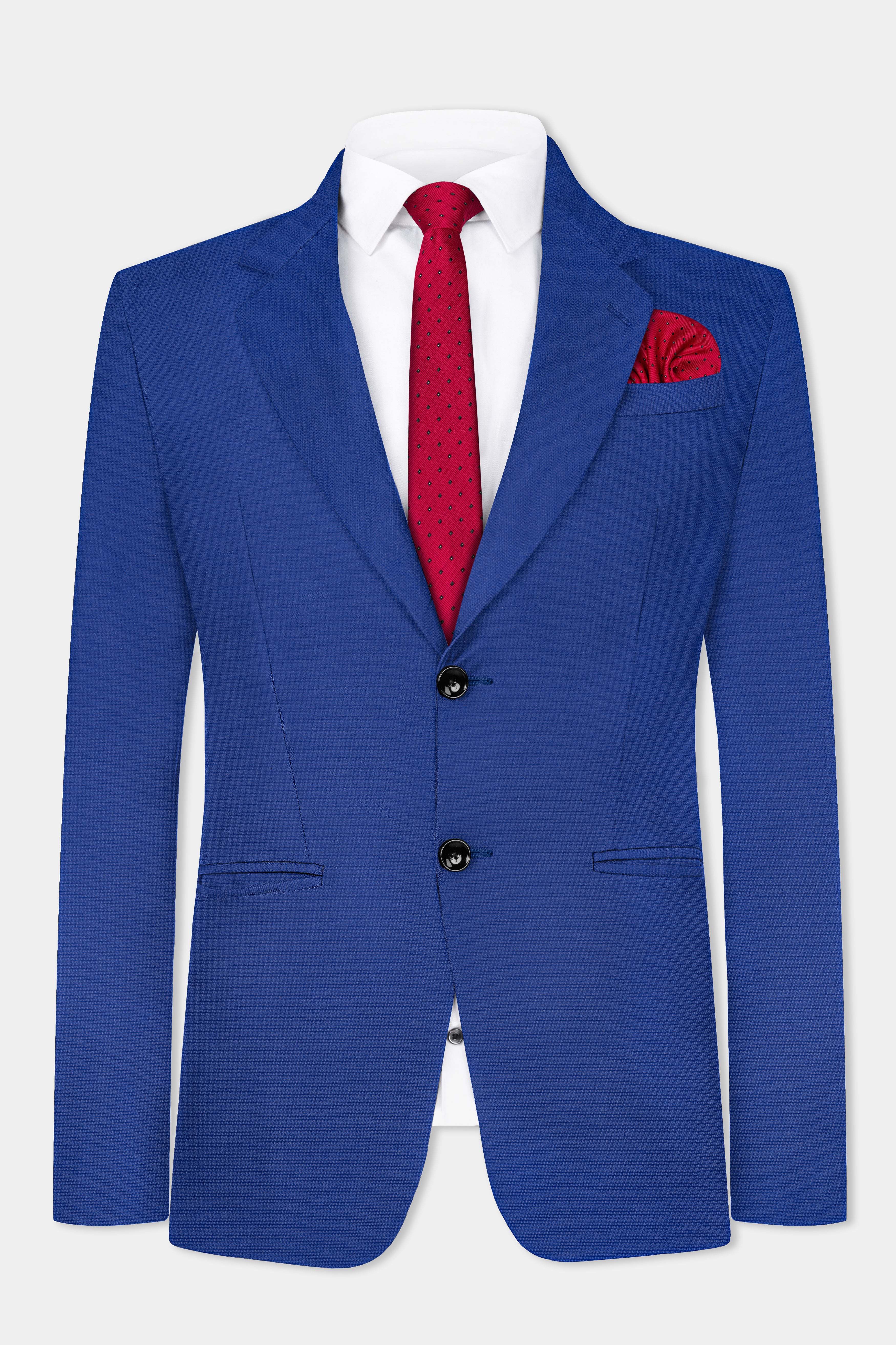 Catalina Blue Dobby Textured Wool Blend Suit