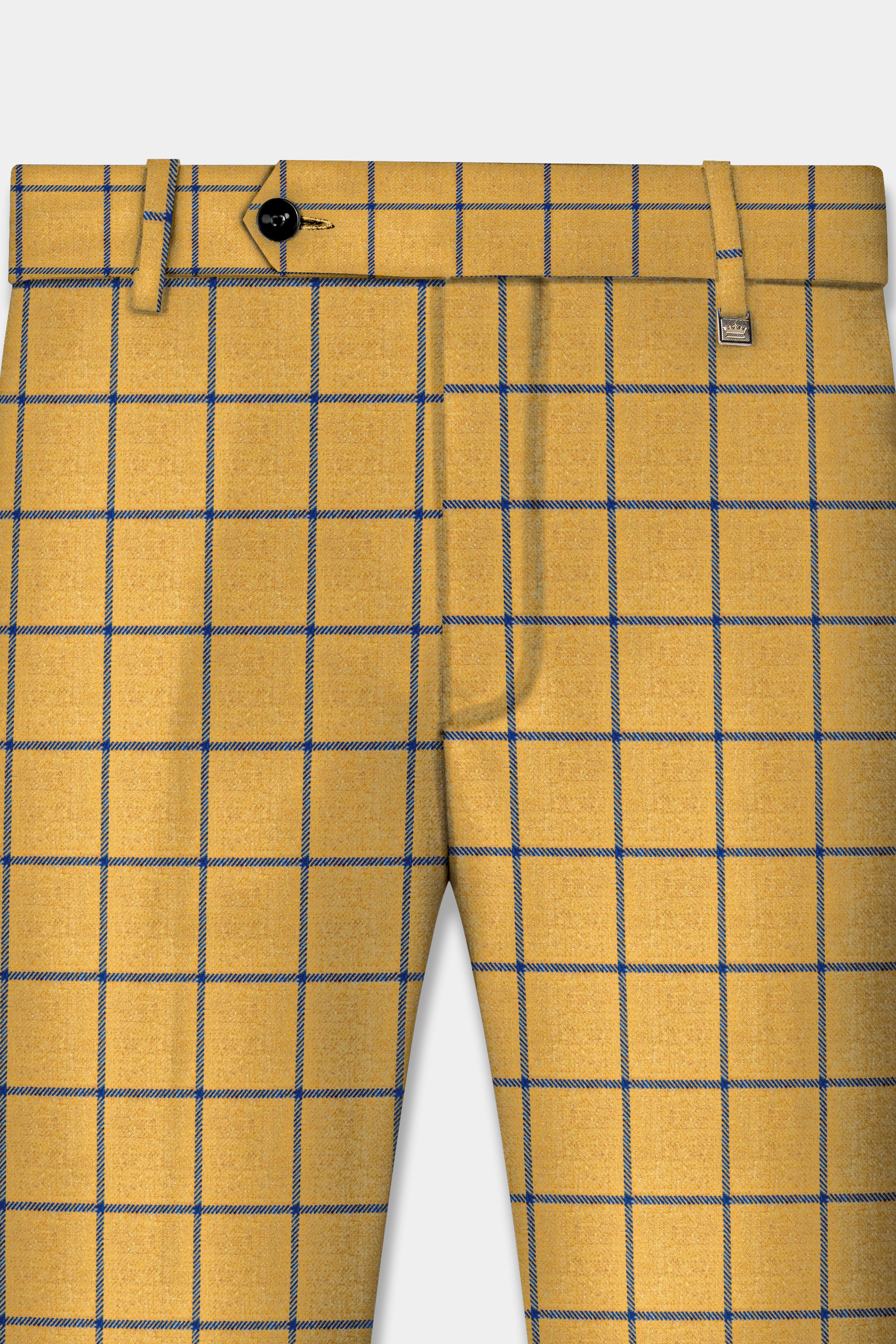 Anzac Yellow with Astronaut Blue Windowpane Tweed Suit