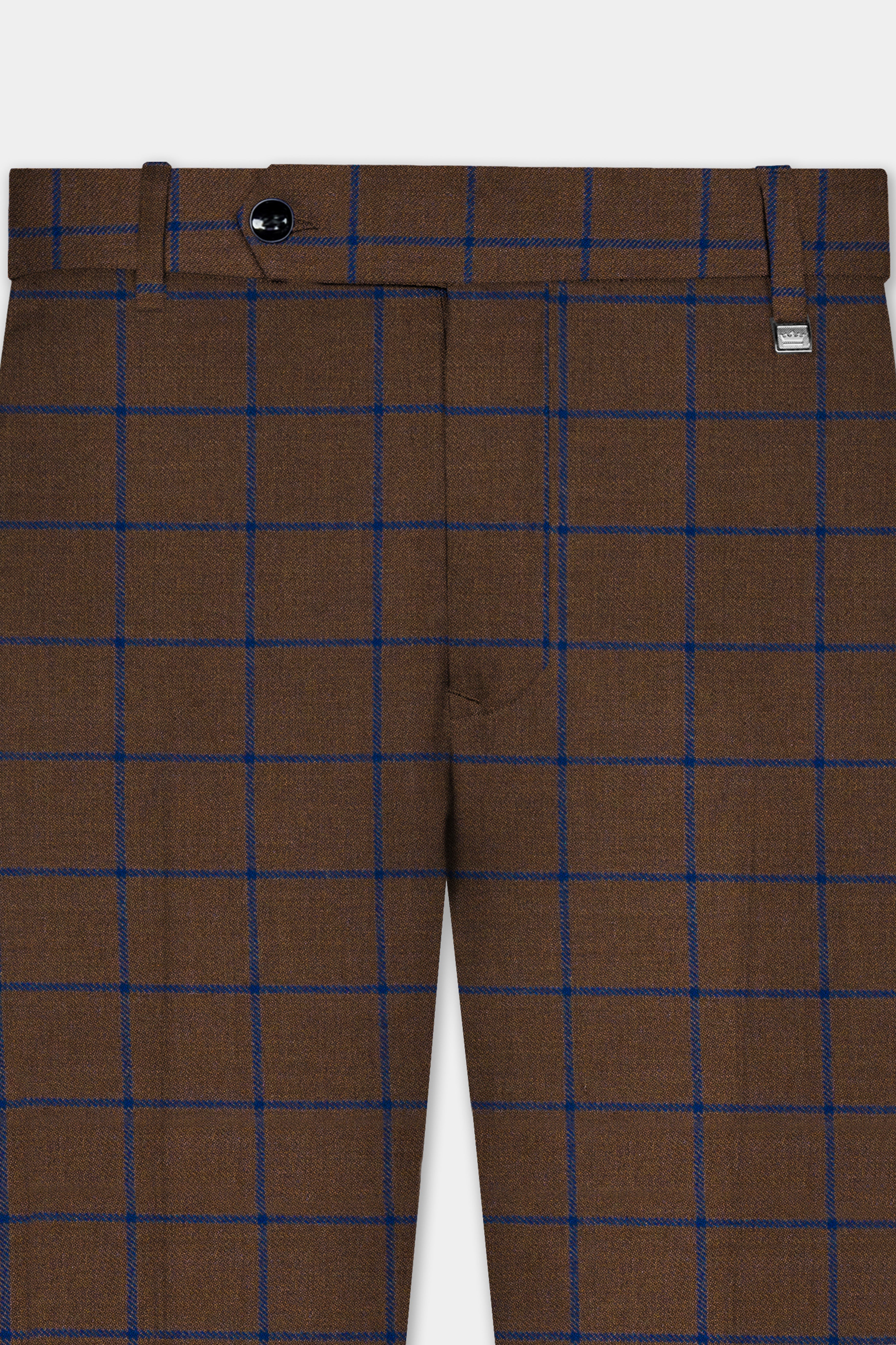 Bistre Brown with Catalina Blue Windowpane Double Breasted Tweed Suit