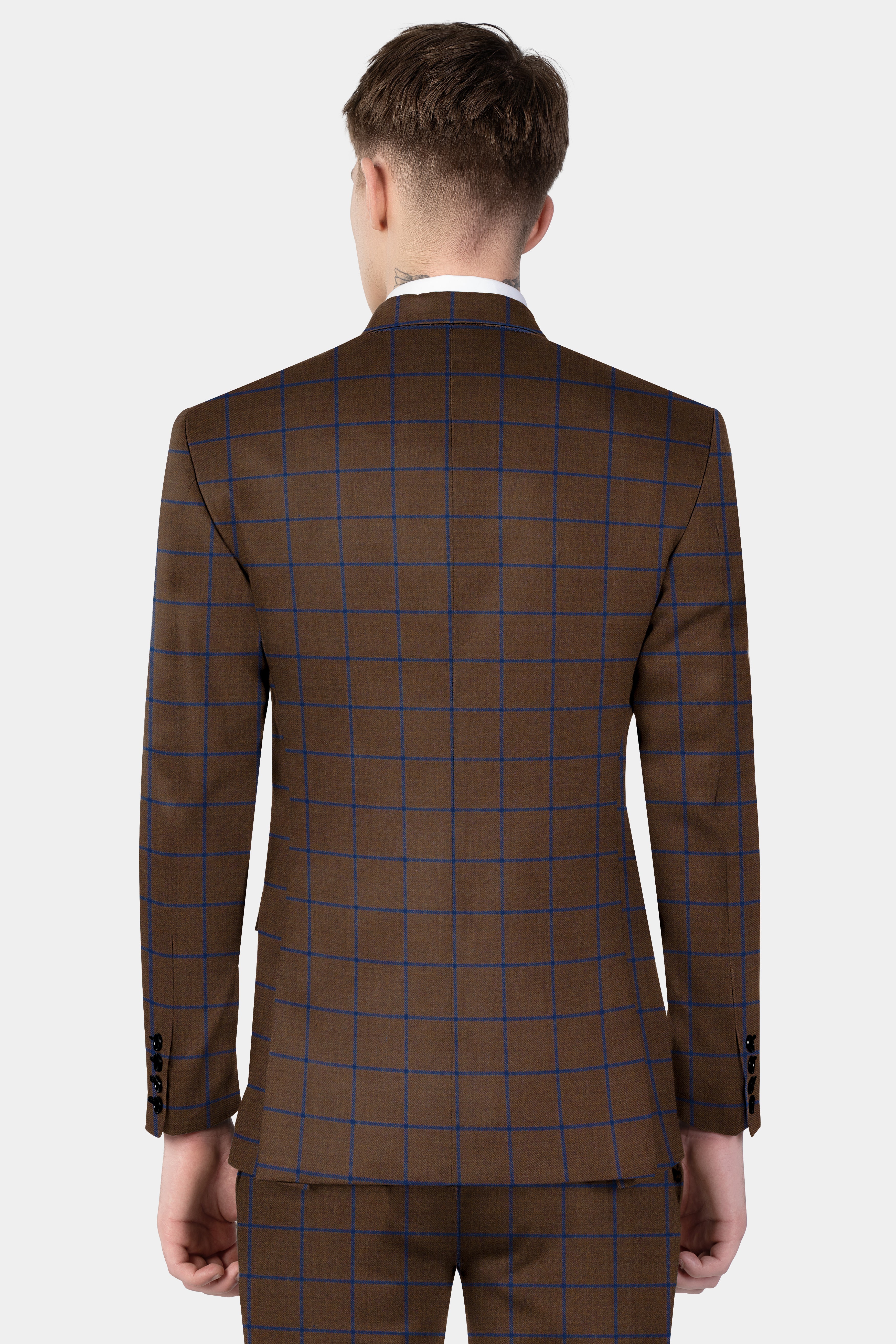 Bistre Brown with Catalina Blue Windowpane Tweed Suit