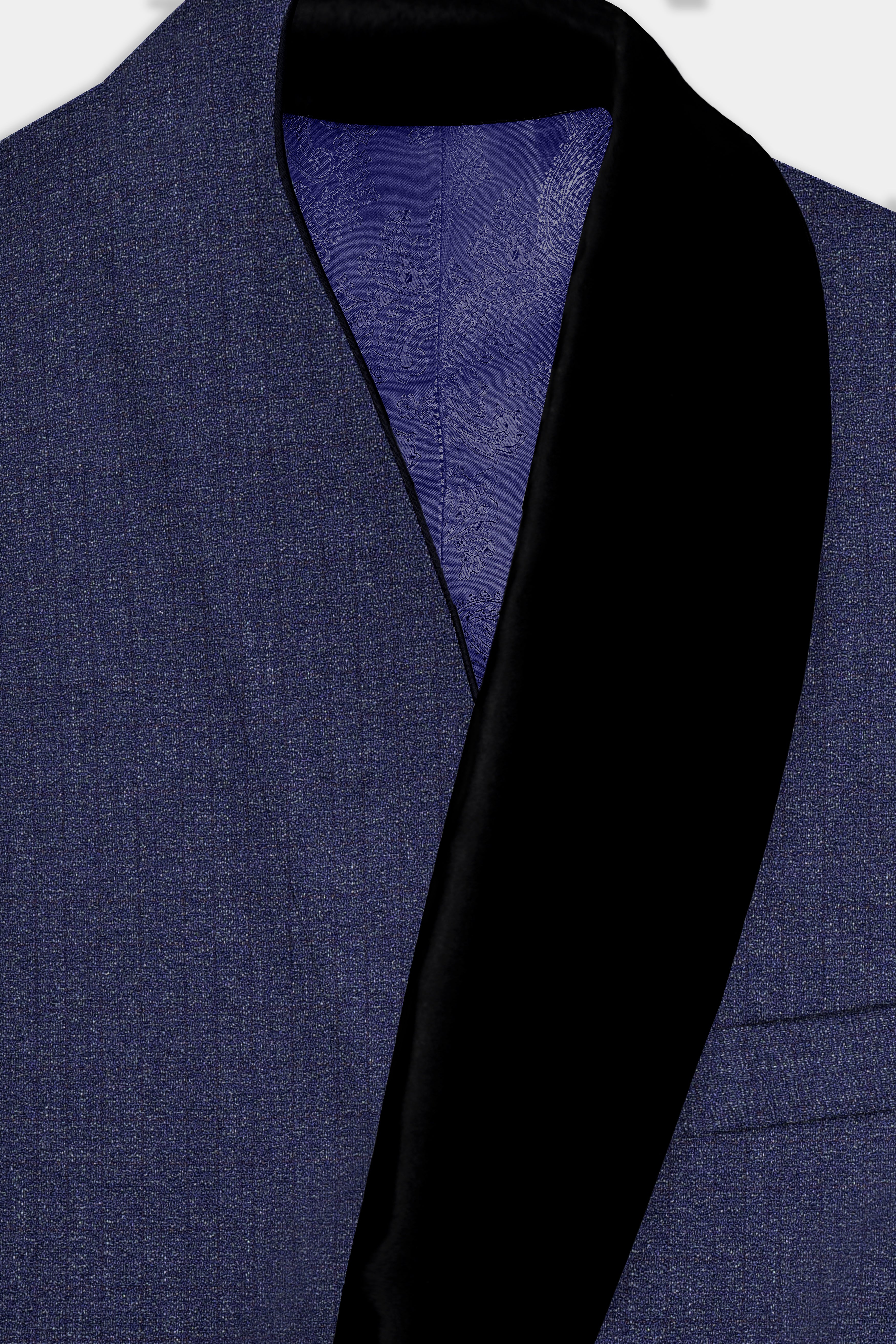 Ebony Clay Blue Textured Wool Blend Tuxedo Suit