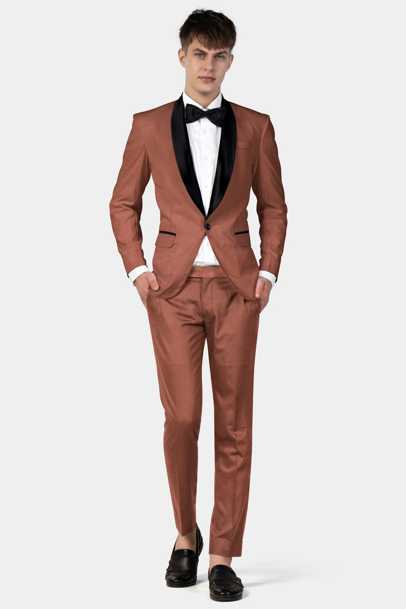 PALLISER BROWN WOOL RICH TUXEDO SUIT