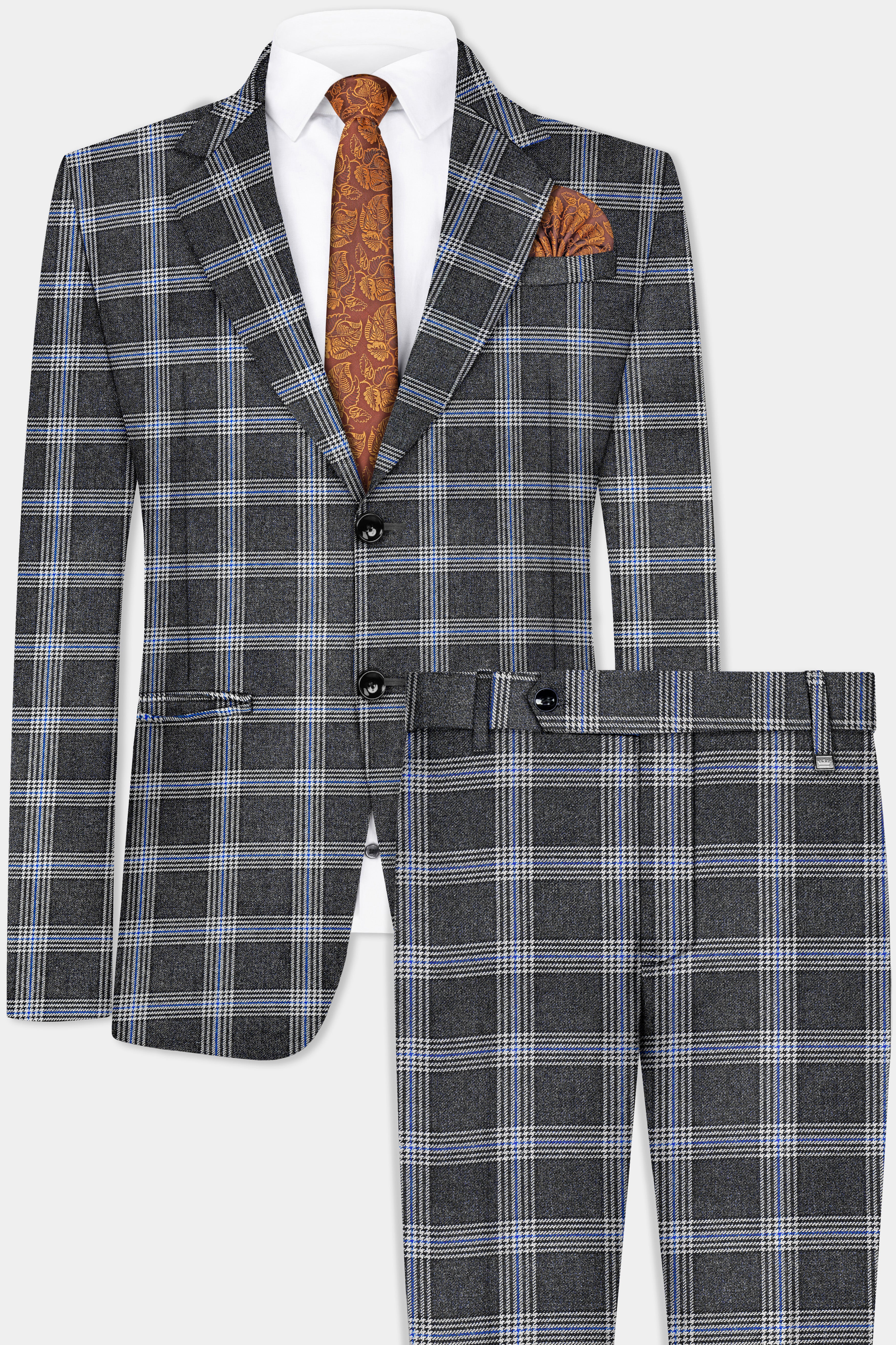 Iridium Gray Plaid Tweed Suit