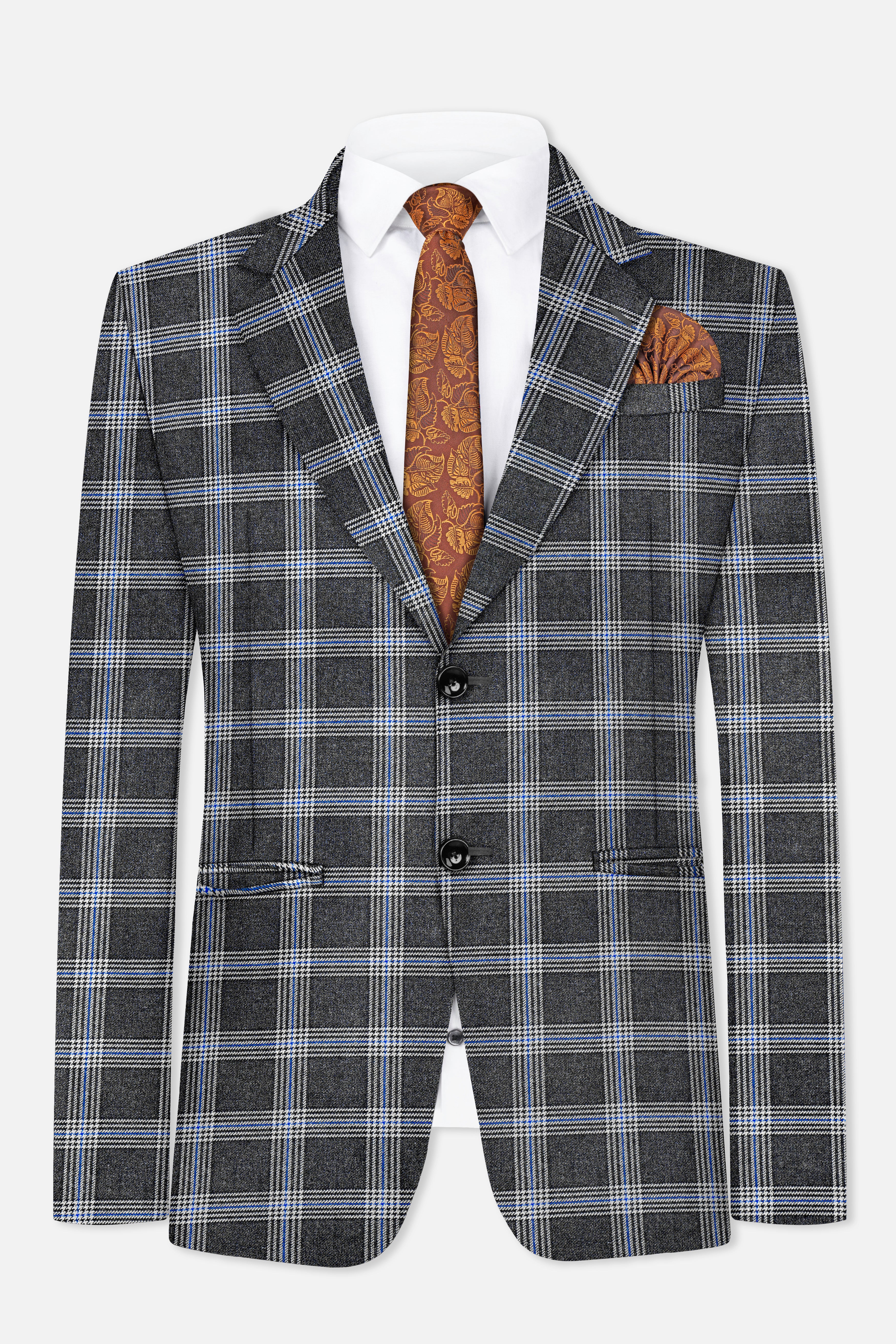 Iridium Gray Plaid Tweed Suit