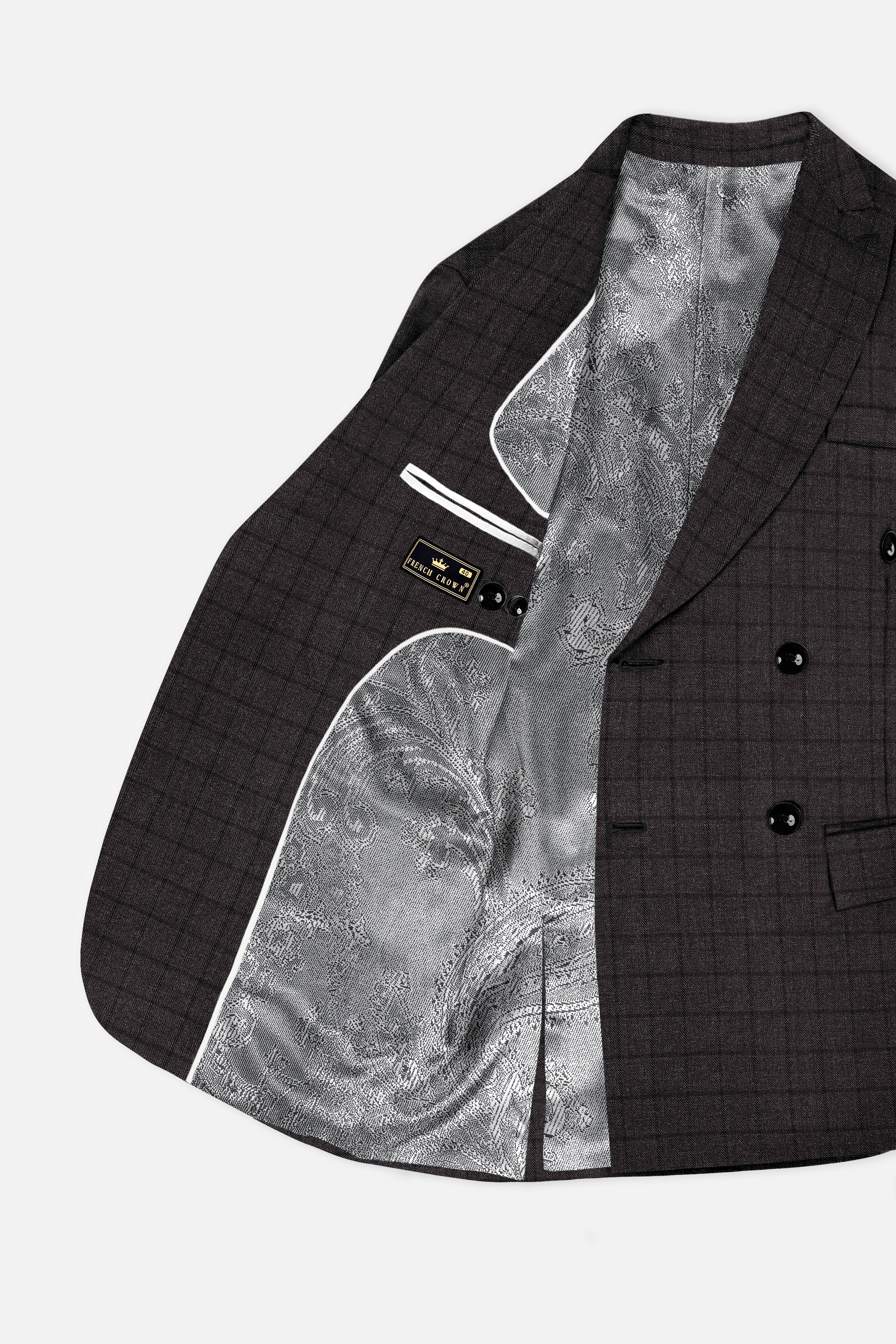 Thunder Gray Windowpane Tweed Double Breasted Suit