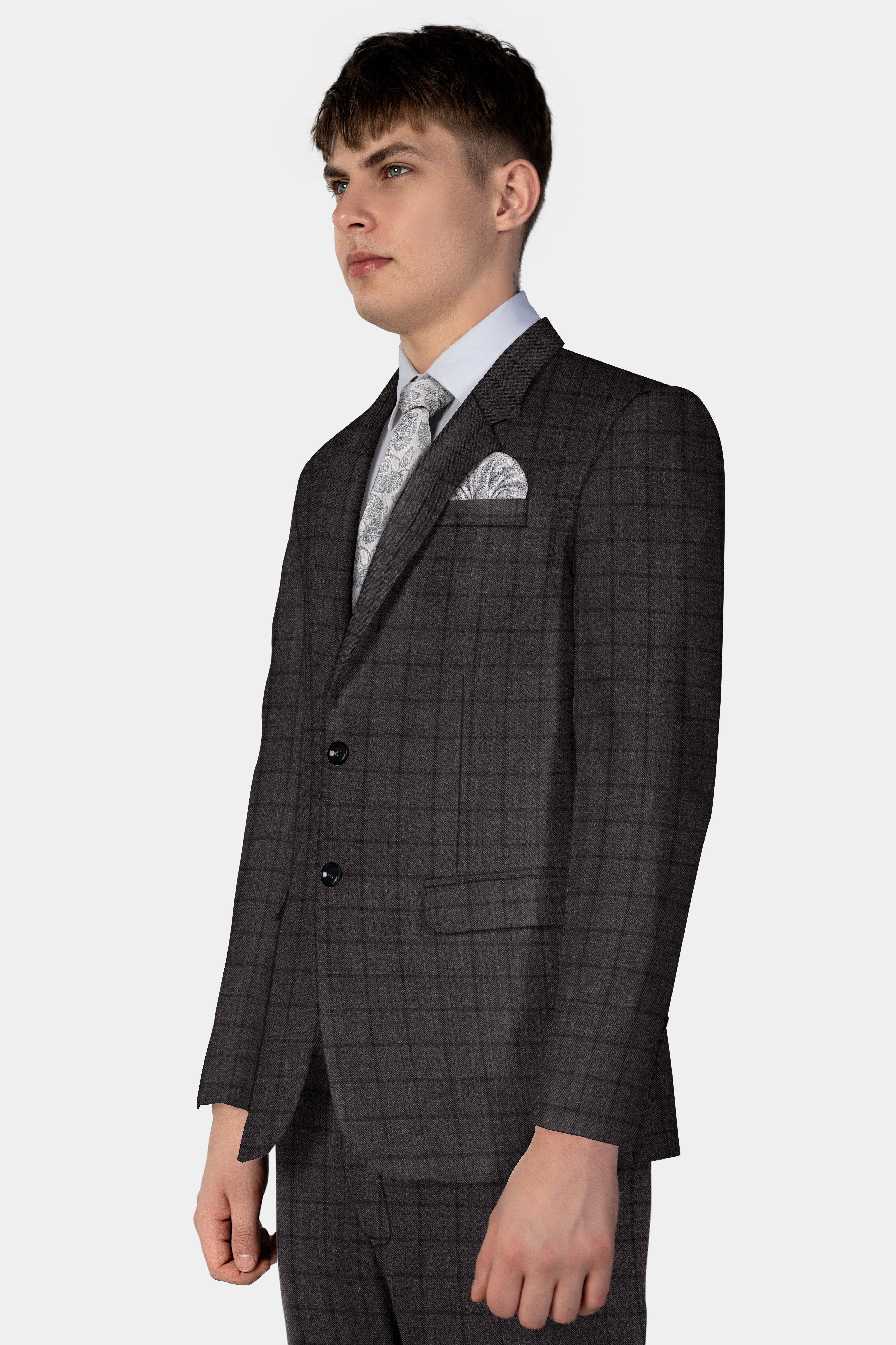 Thunder Gray Windowpane Tweed Suit