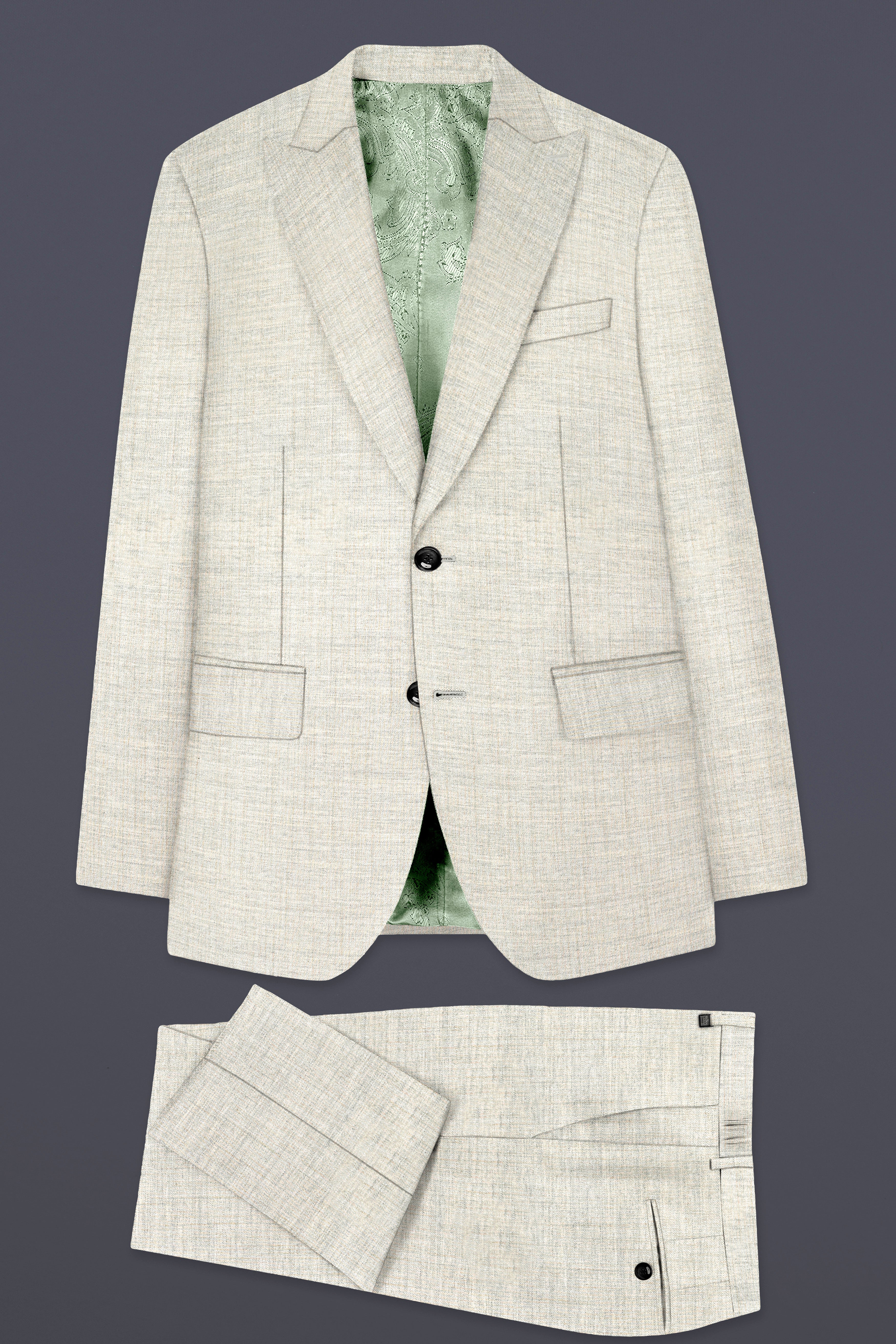 Spanish Gray Textured Wool Blend Suit