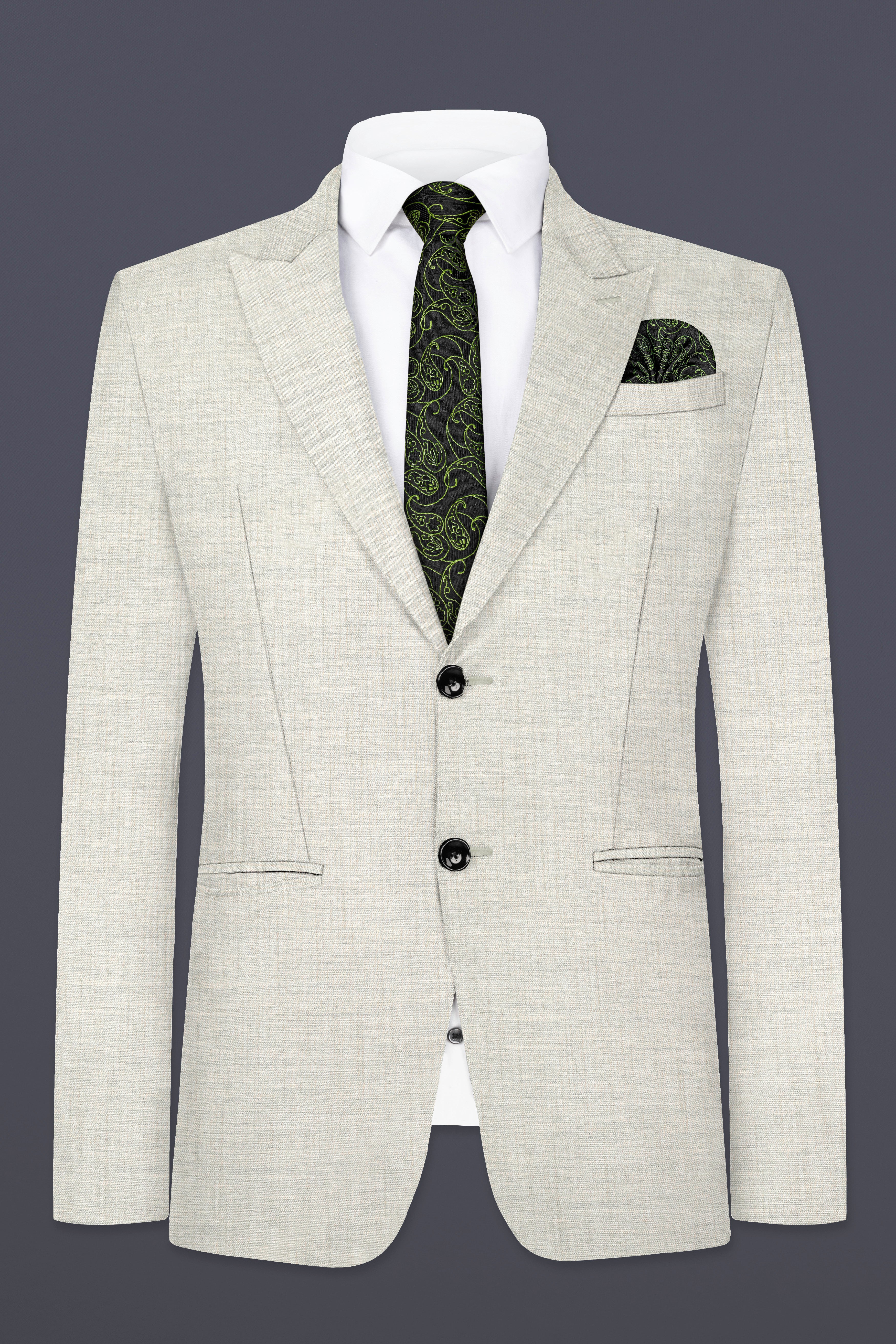 Spanish Gray Textured Wool Blend Suit