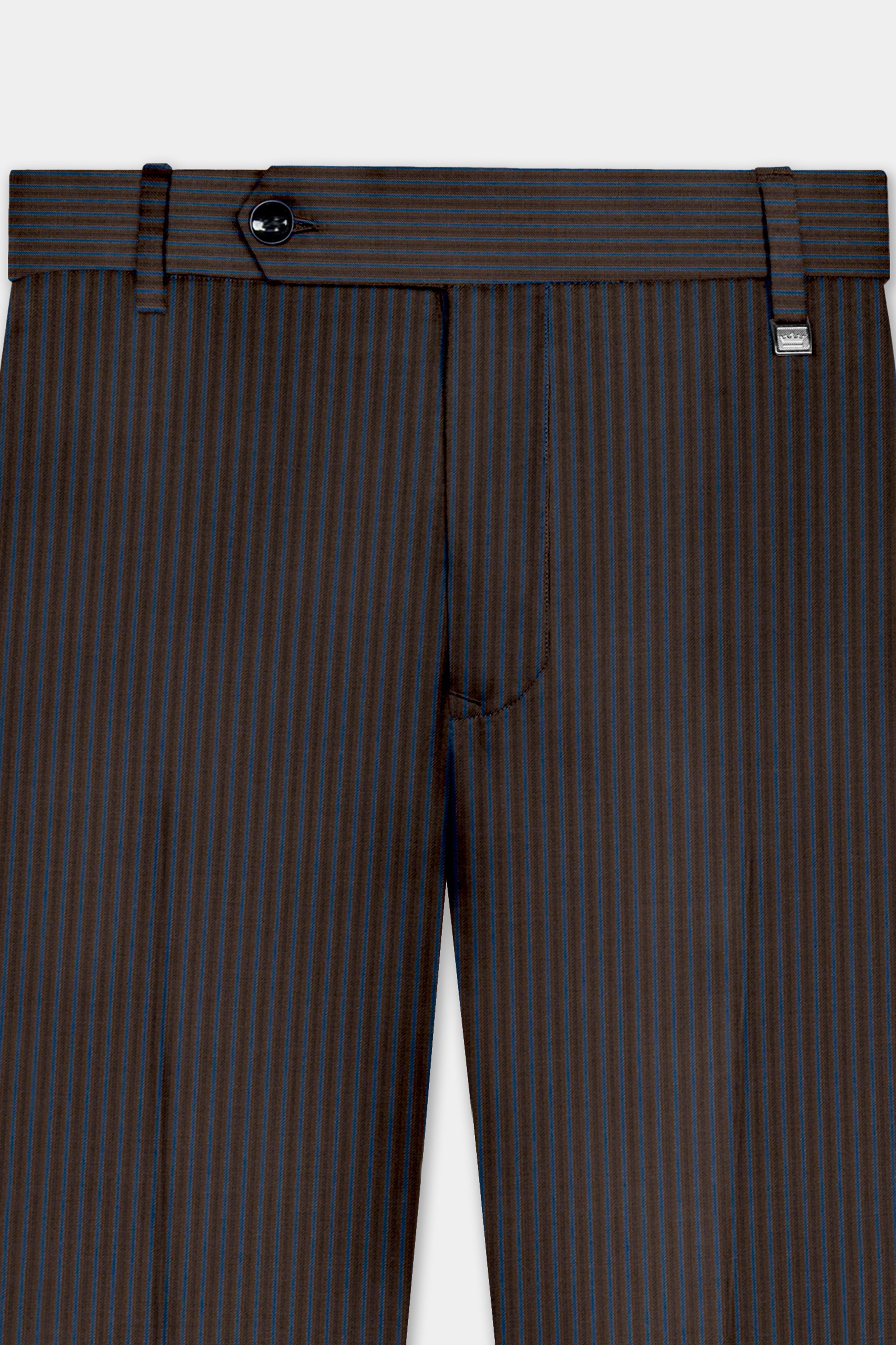 Eclipse Brown with Kashmir Blue Striped Wool Blend Double Breasted Suit