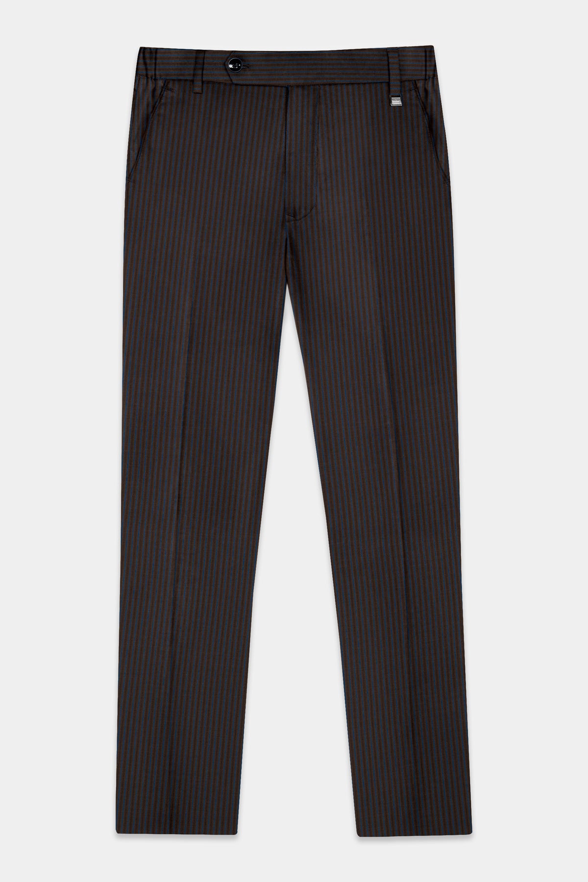 Eclipse Brown with Kashmir Blue Striped Wool Blend Double Breasted Suit