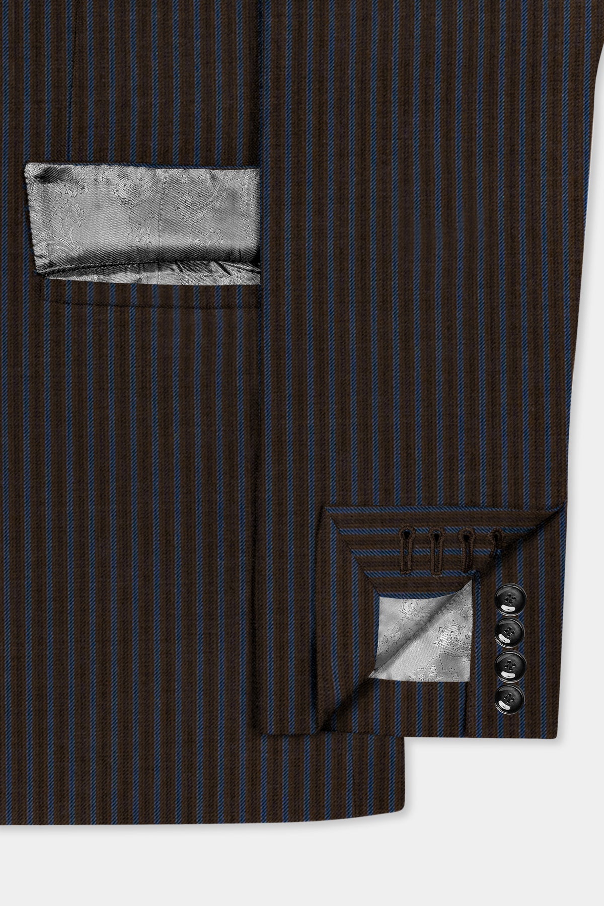 Eclipse Brown with Kashmir Blue Striped Wool Blend Double Breasted Suit
