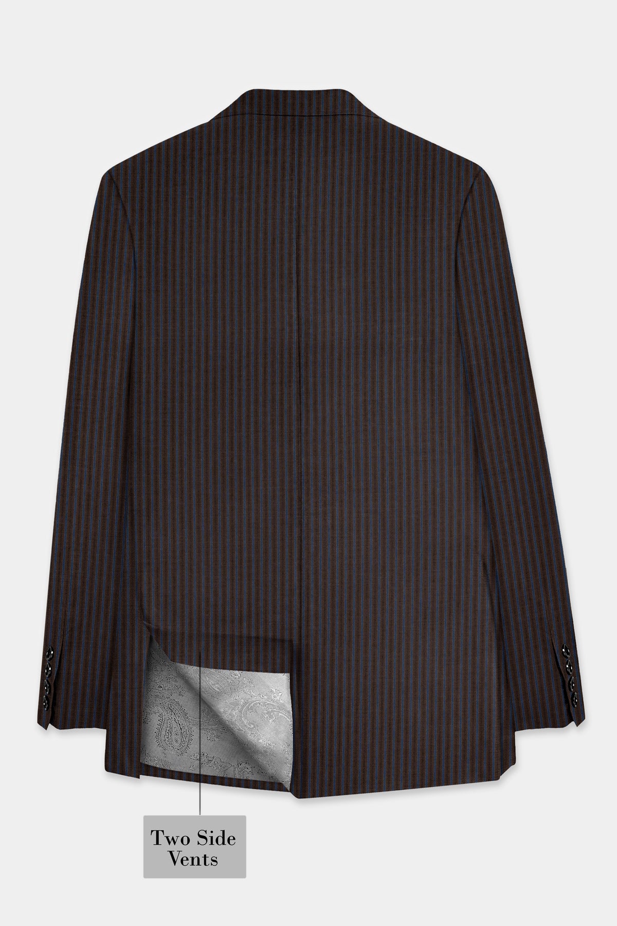 Eclipse Brown with Kashmir Blue Striped Wool Blend Double Breasted Suit