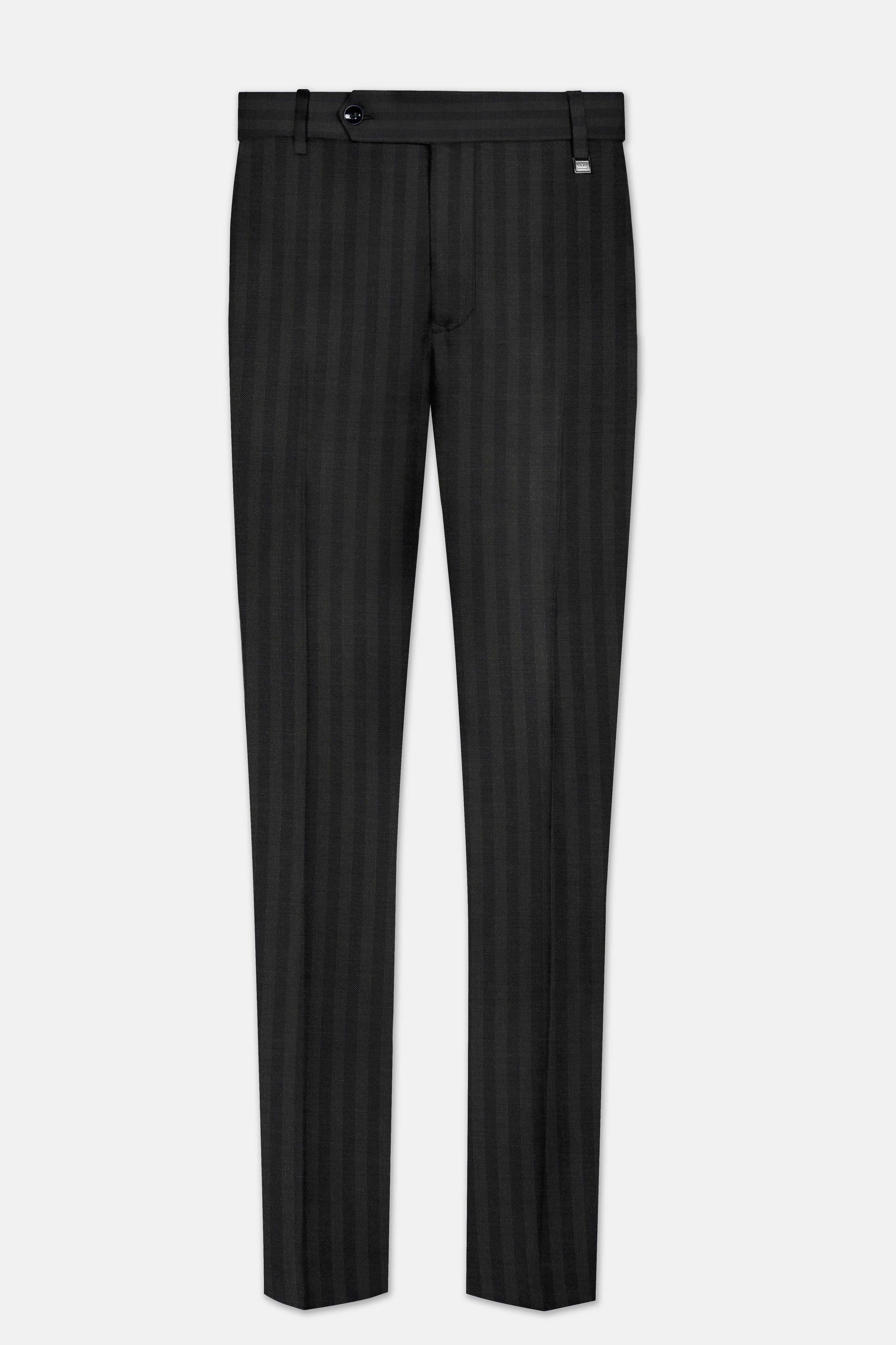 Heavy Green with Black Striped Wool Blend Suit