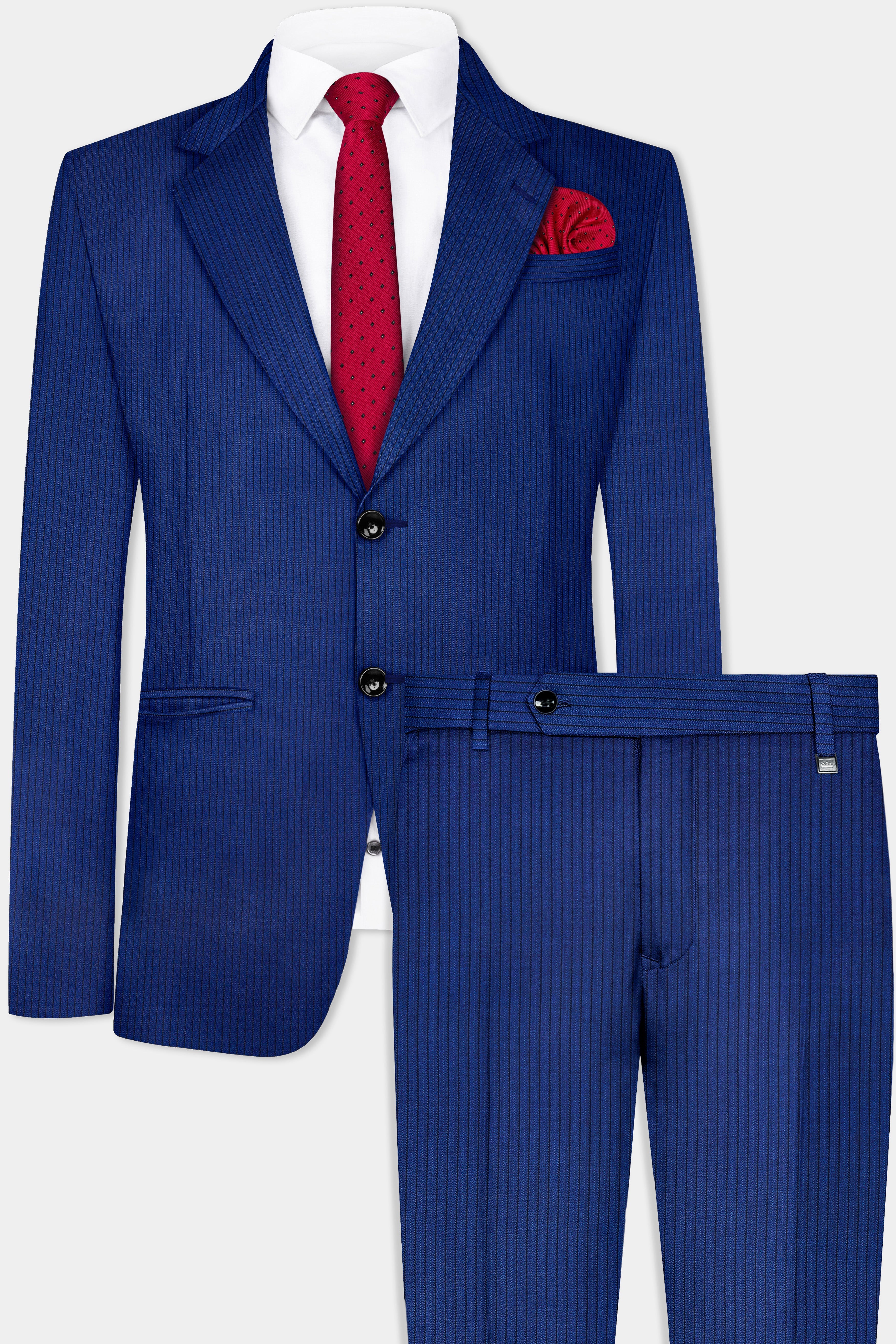 Bunting Blue Striped Wool Blend Suit