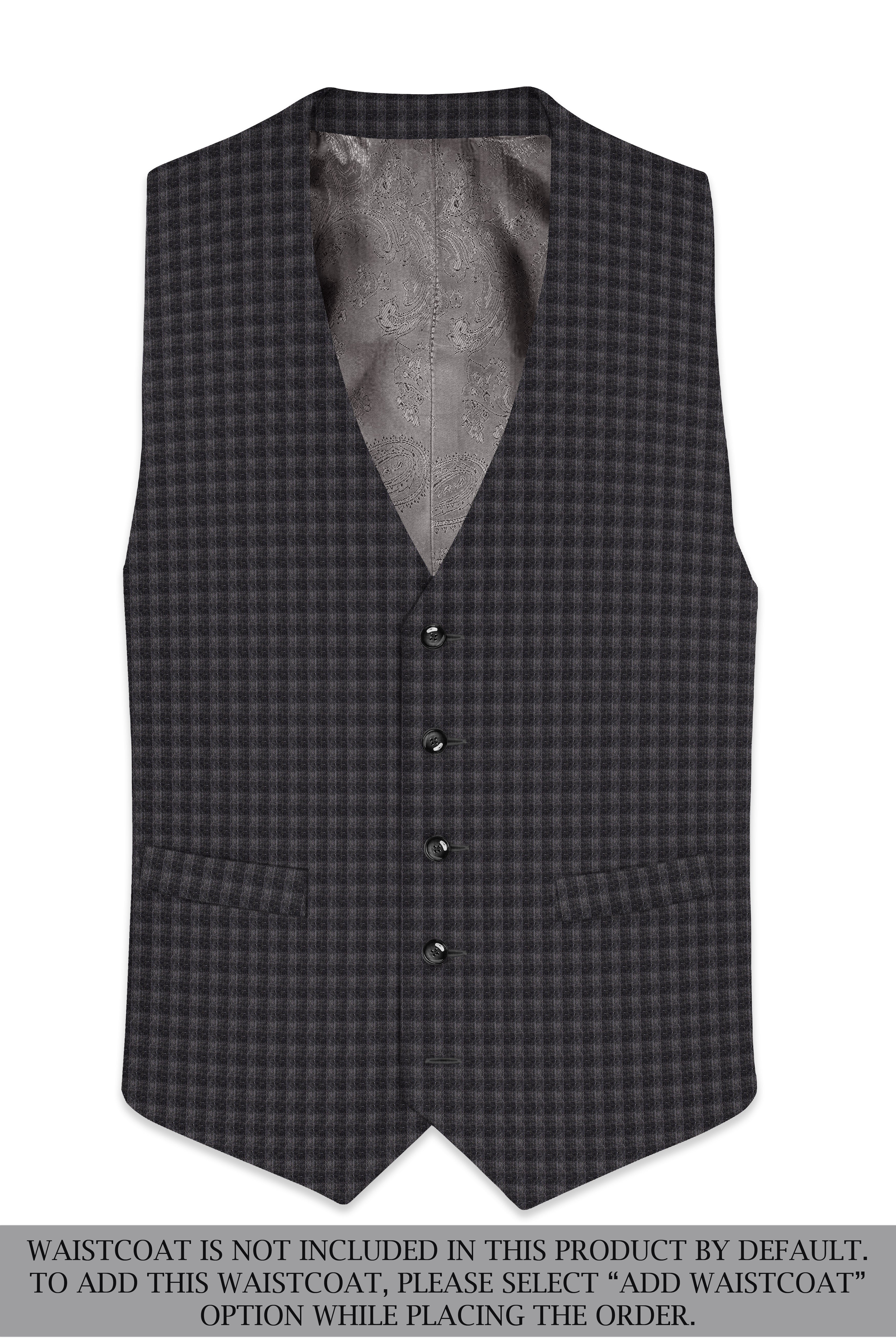 Piano Gray Plaid Wool Blend Double Breasted Suit