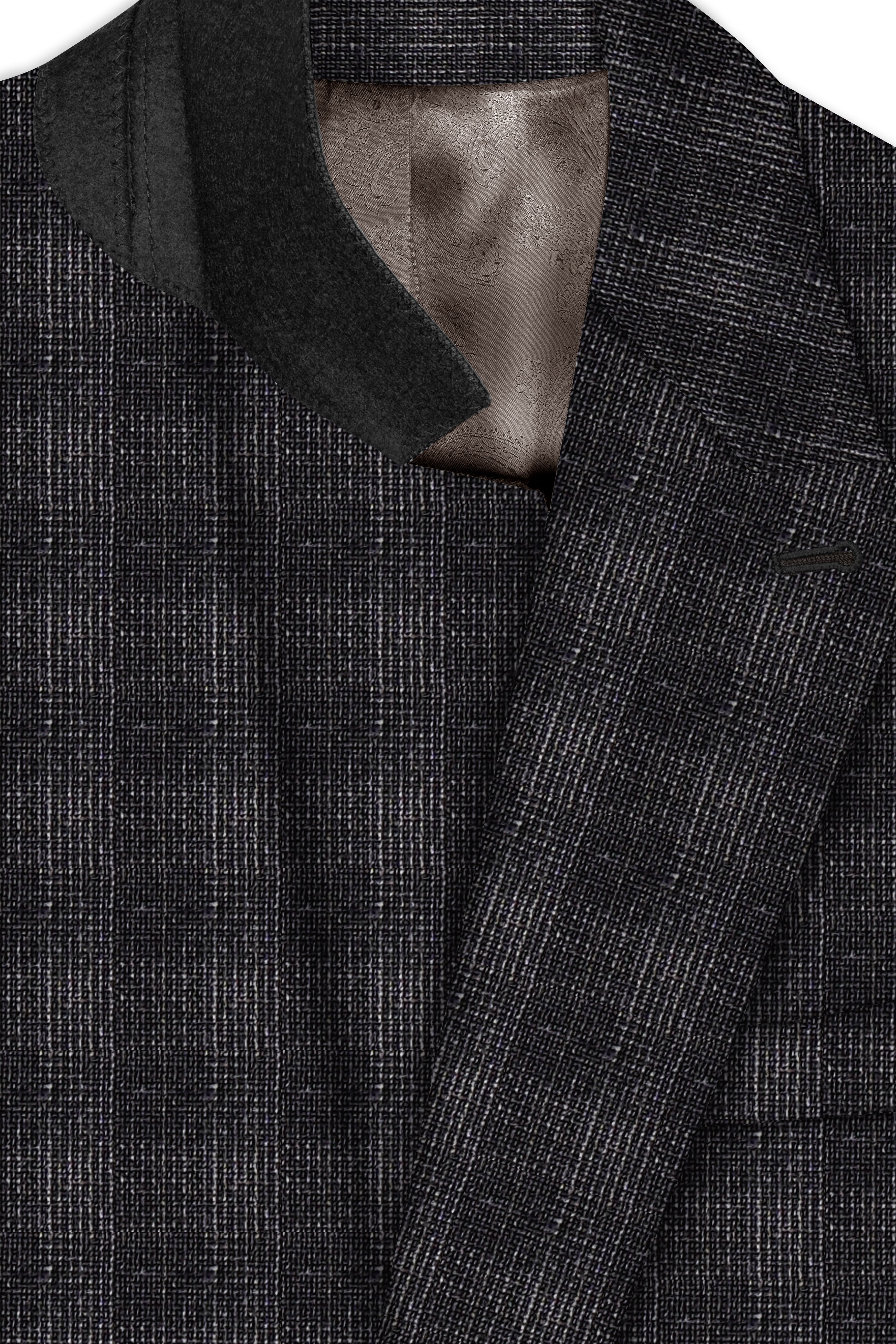 Piano Gray Plaid Wool Blend Double Breasted Suit
