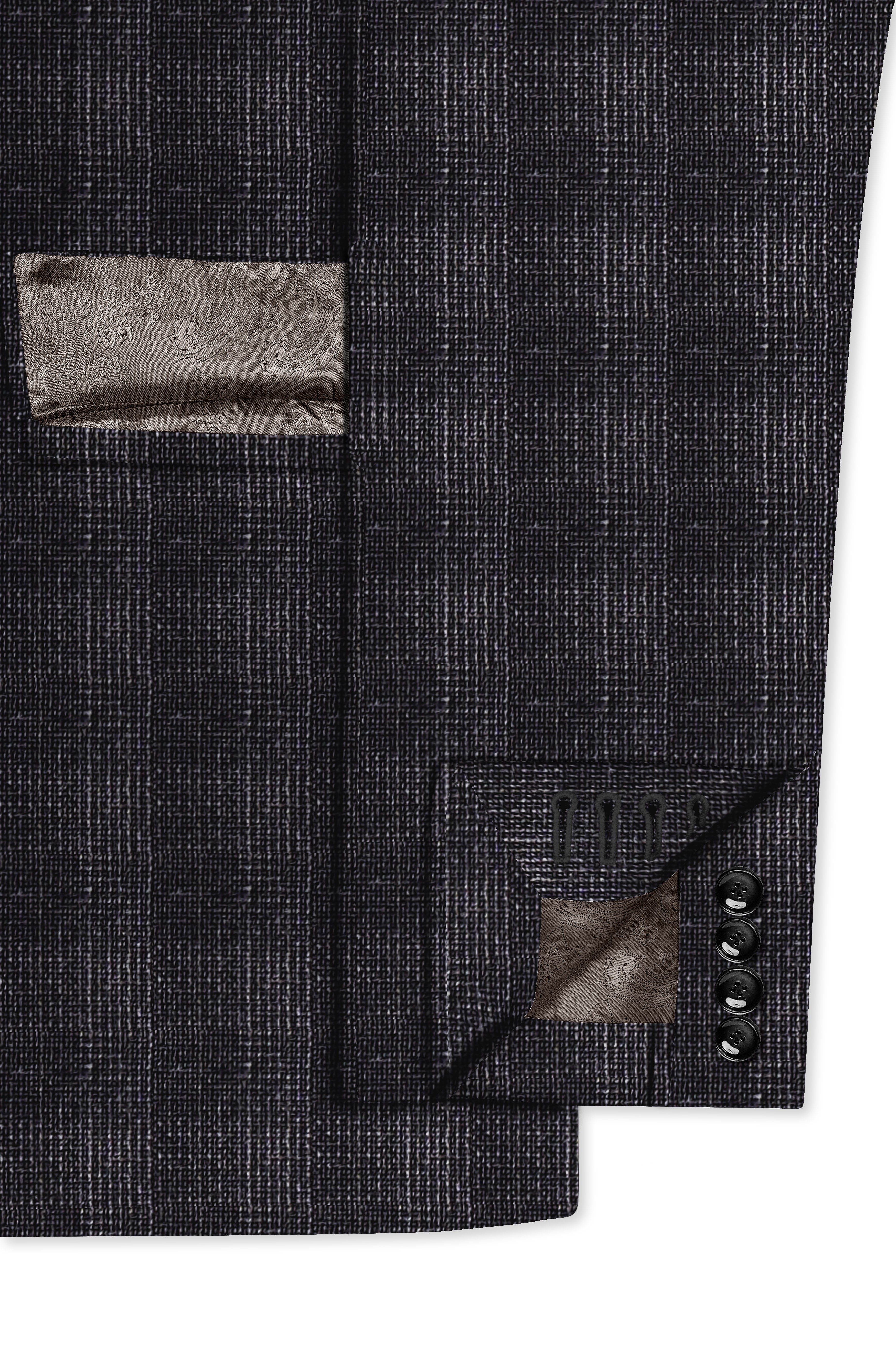 Piano Gray Plaid Wool Blend Double Breasted Suit