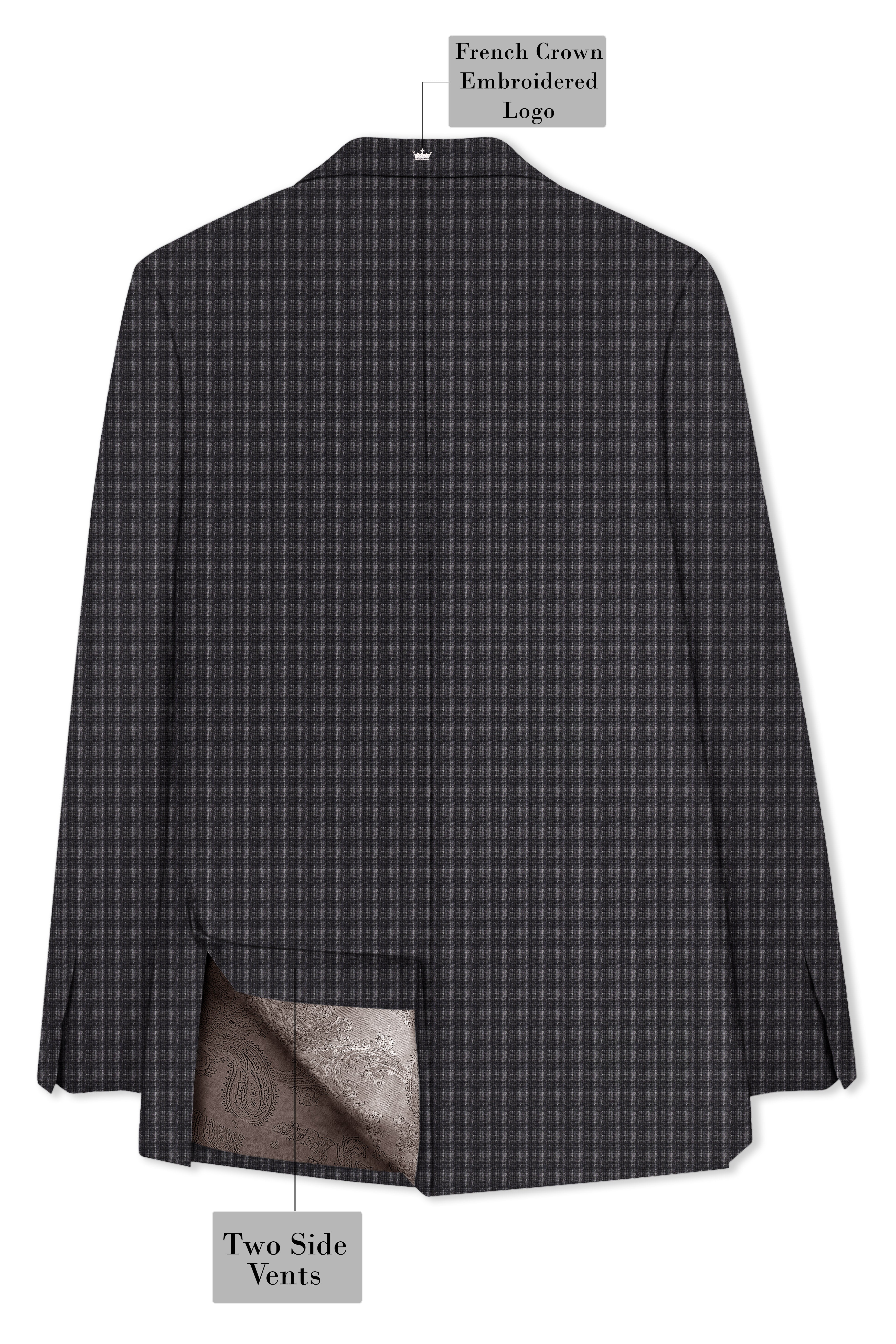 Piano Gray Plaid Wool Blend Double Breasted Suit