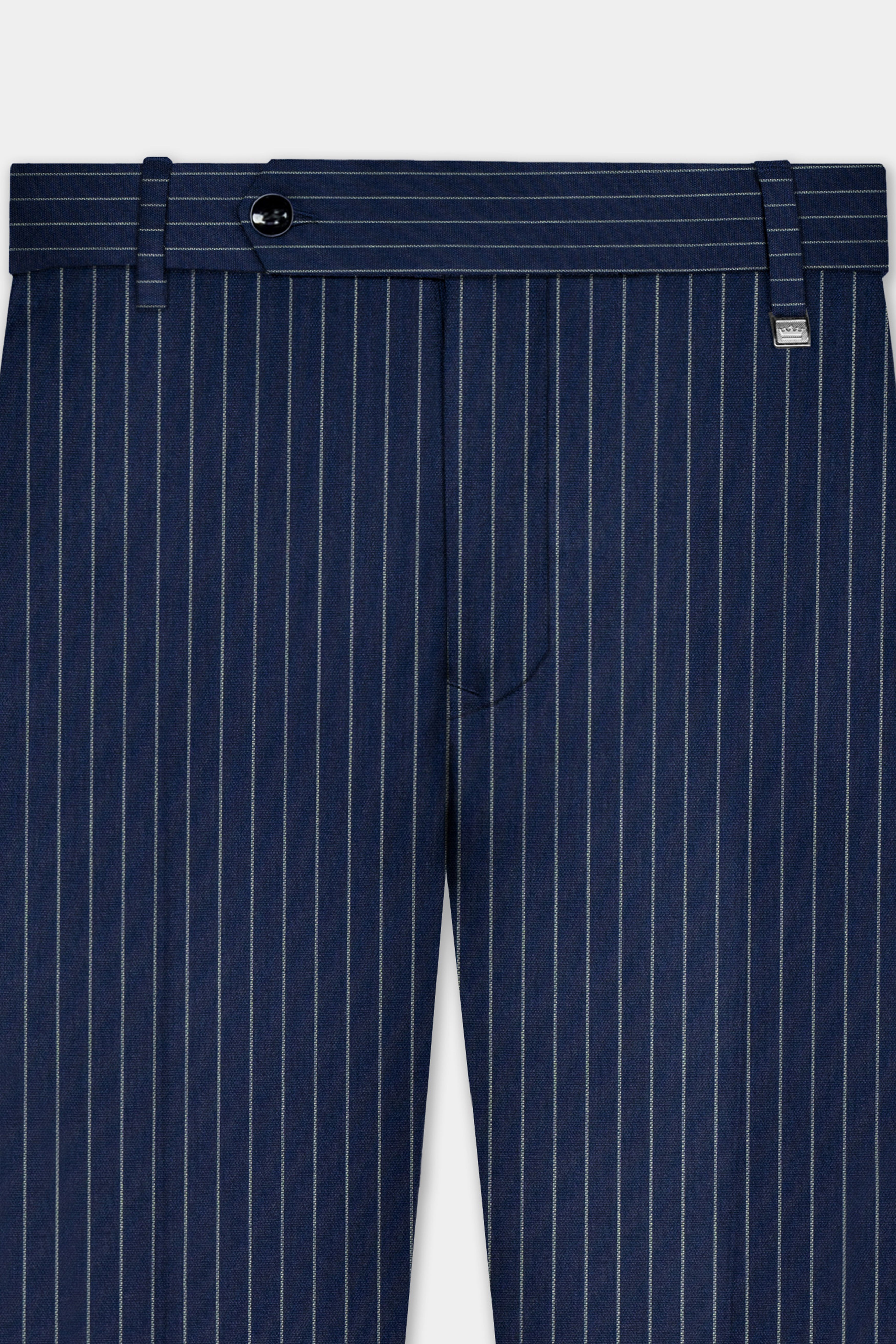 Vulcan Blue Striped Wool Blend Double Breasted Suit