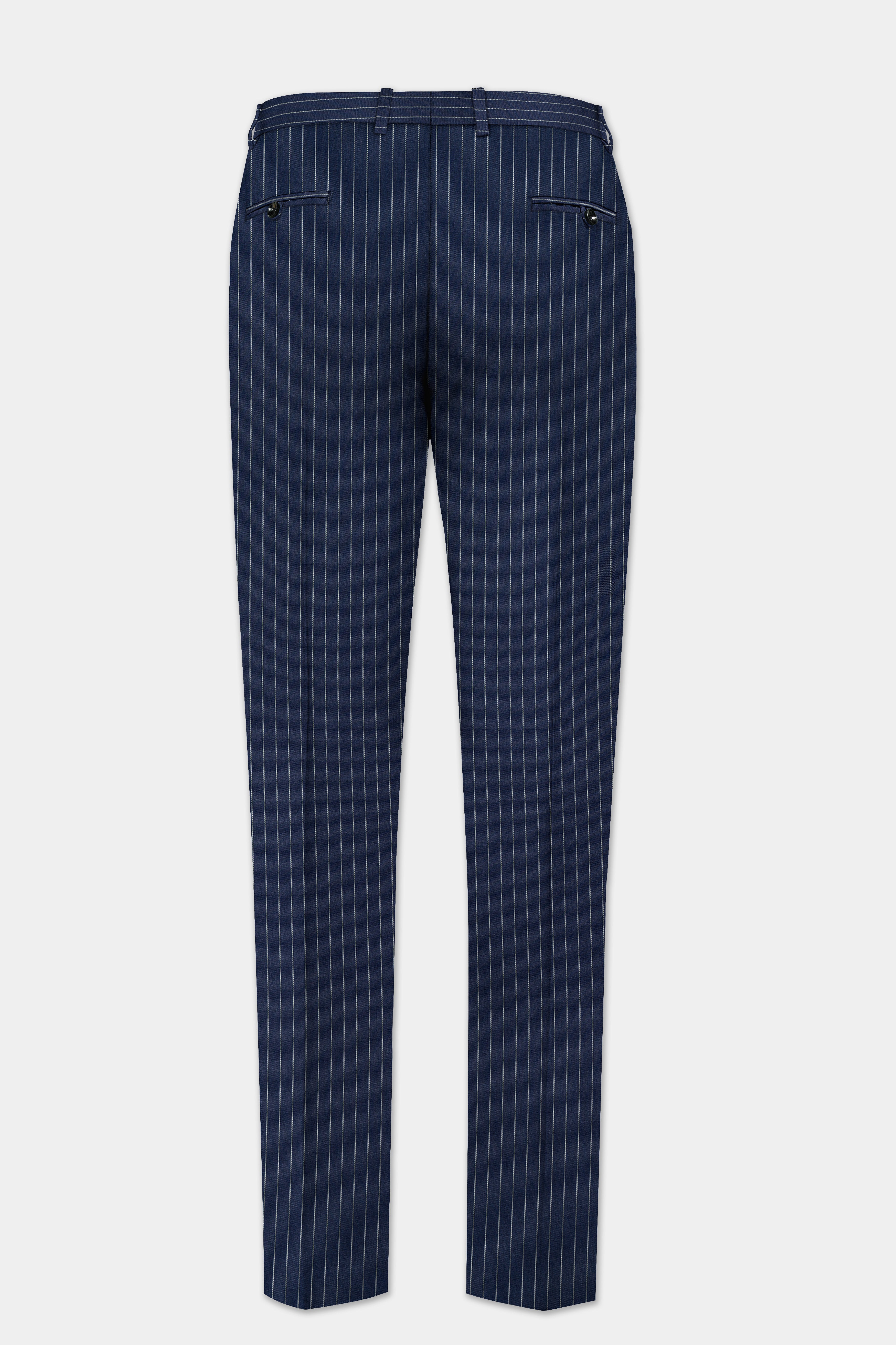 Vulcan Blue Striped Wool Blend Double Breasted Suit