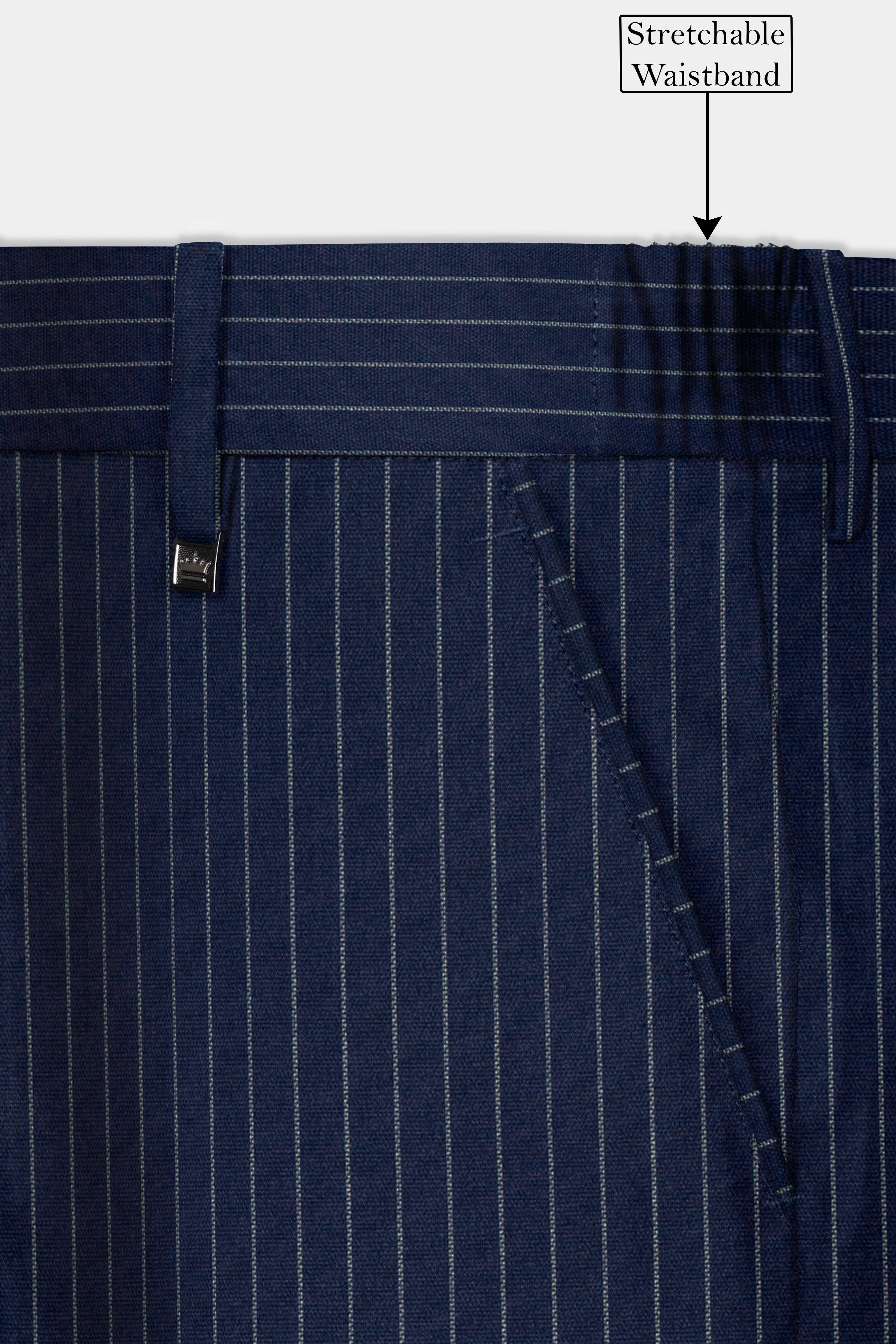 Vulcan Blue Striped Wool Blend Double Breasted Suit