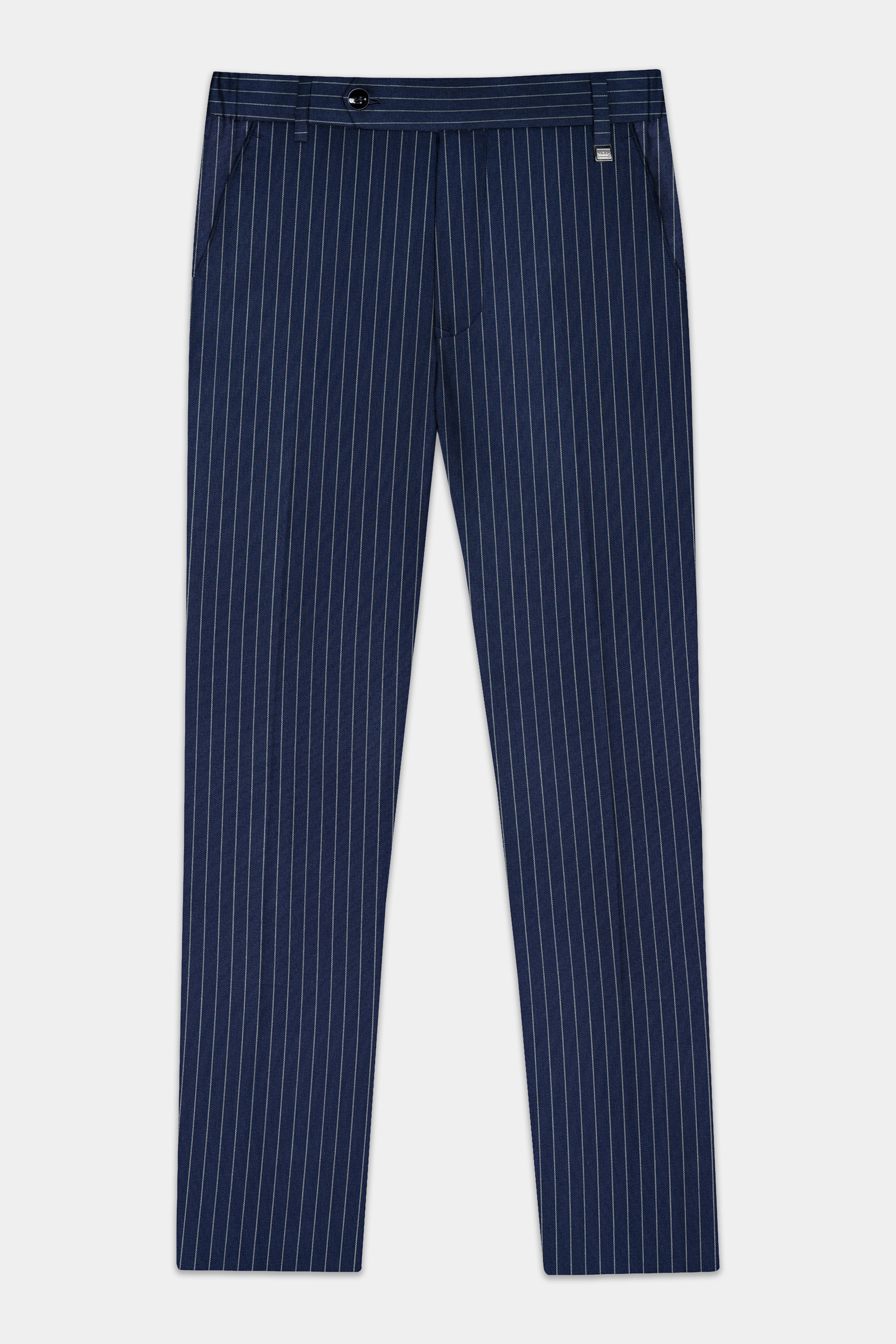 Vulcan Blue Striped Wool Blend Double Breasted Suit