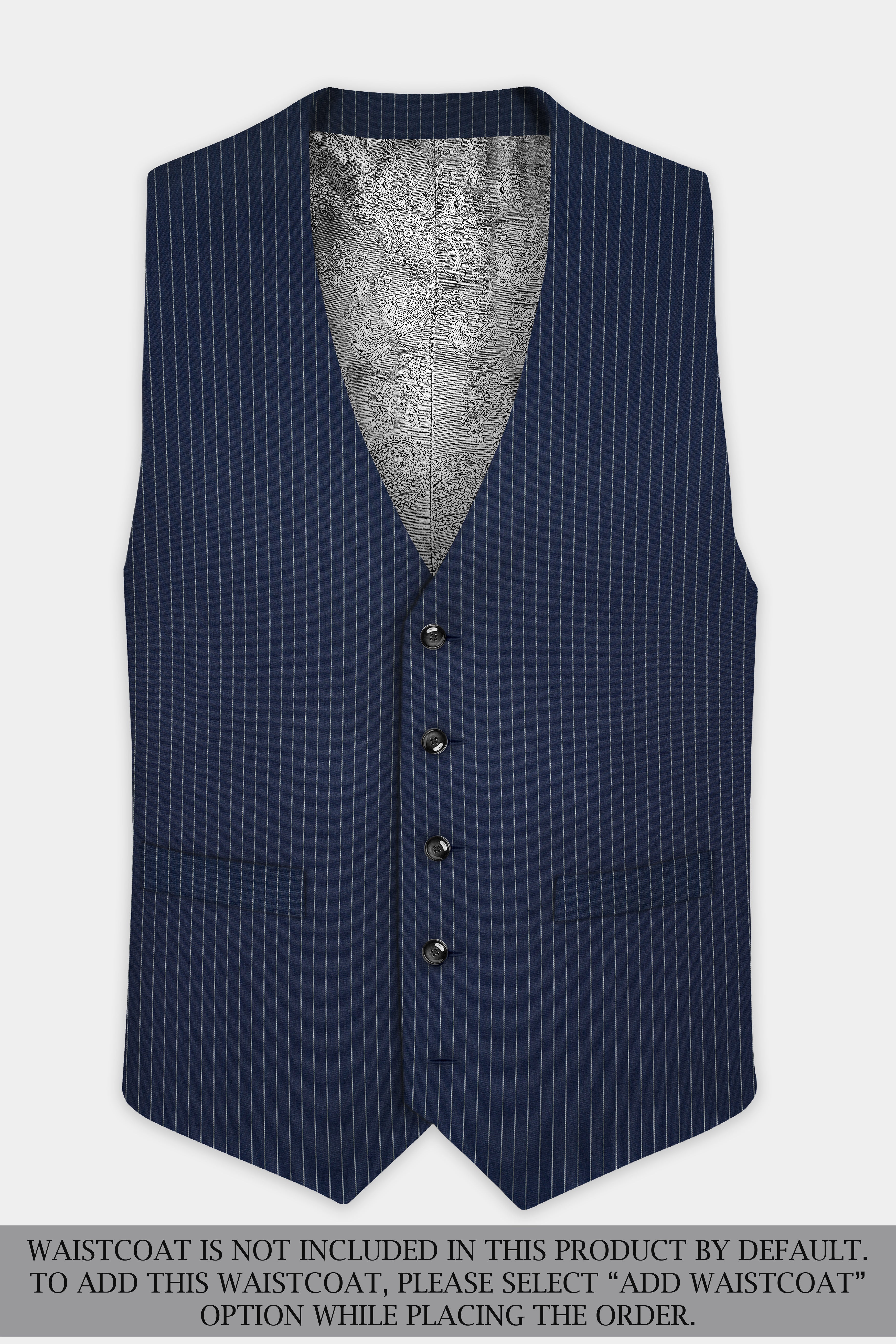 Vulcan Blue Striped Wool Blend Double Breasted Suit