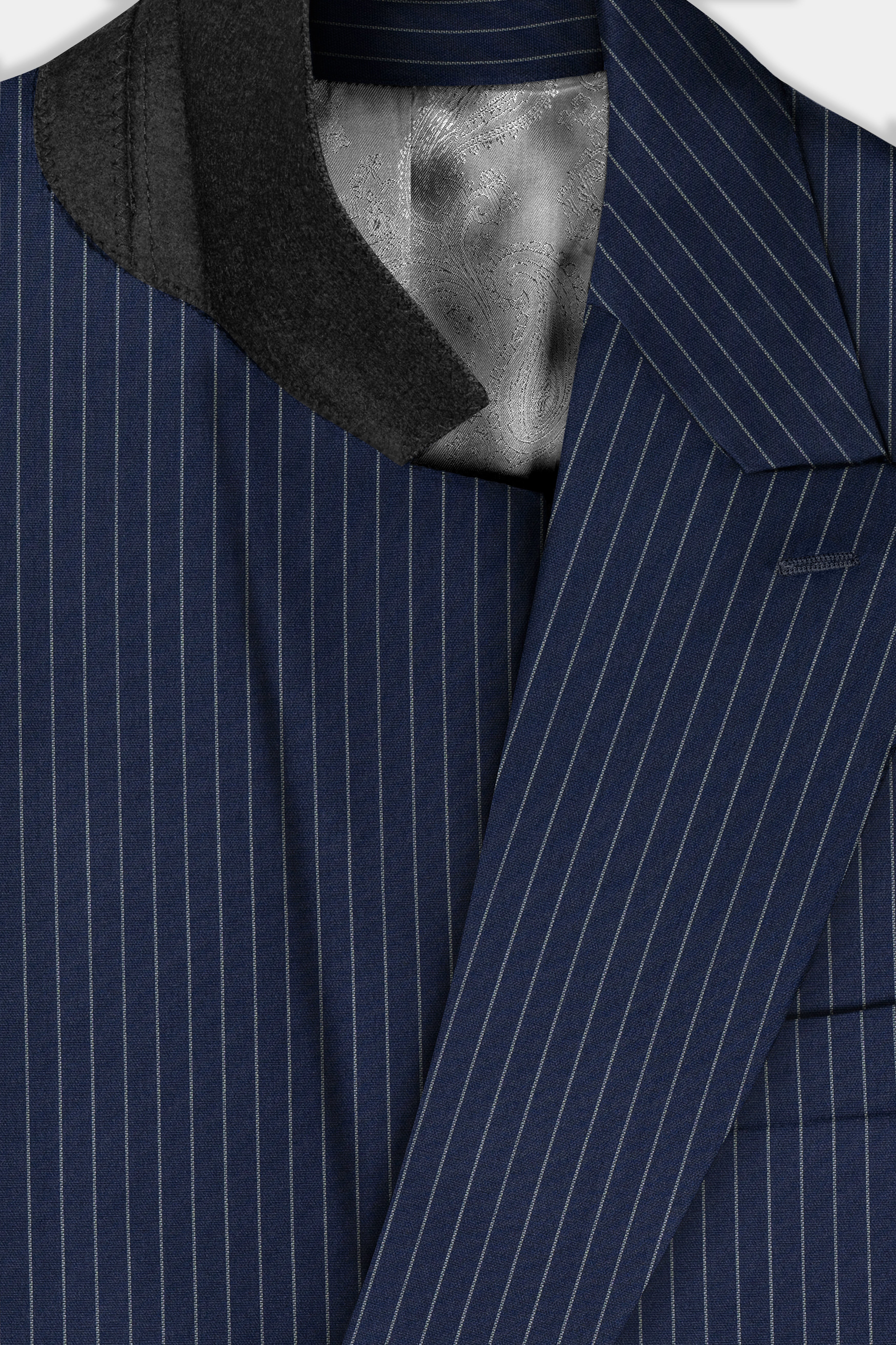 Vulcan Blue Striped Wool Blend Double Breasted Suit