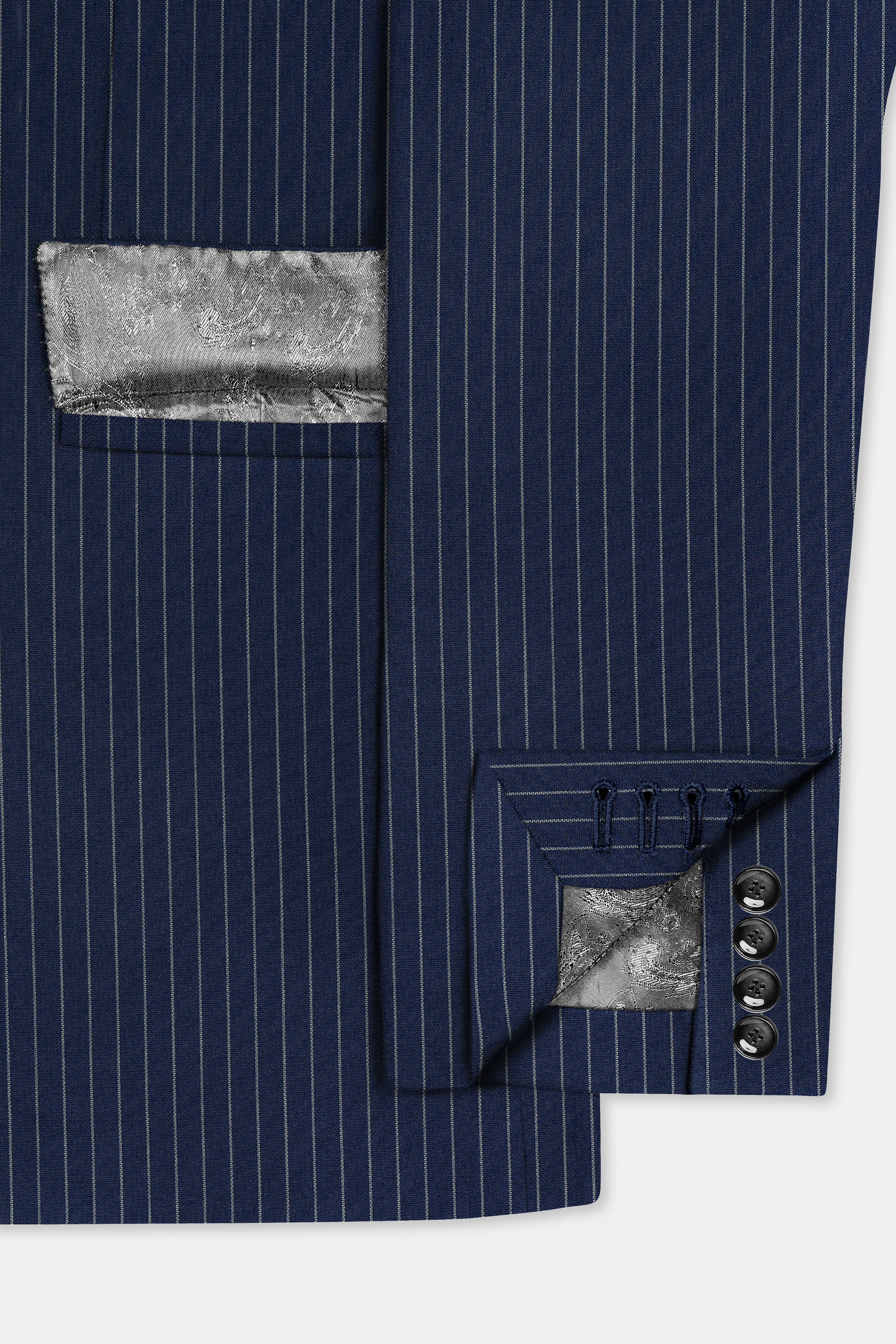 Vulcan Blue Striped Wool Blend Double Breasted Suit