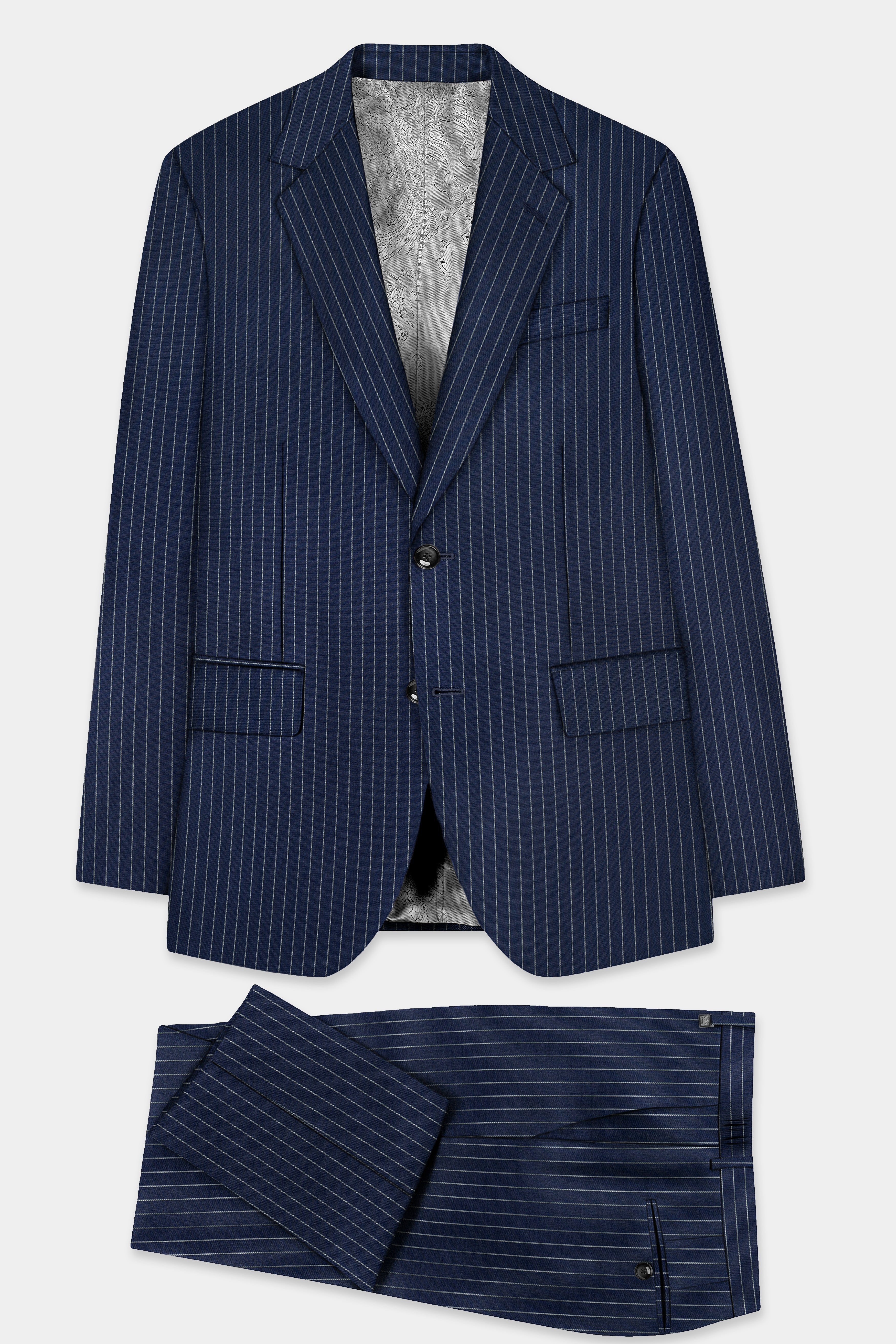 Vulcan Blue Striped Wool Blend Suit