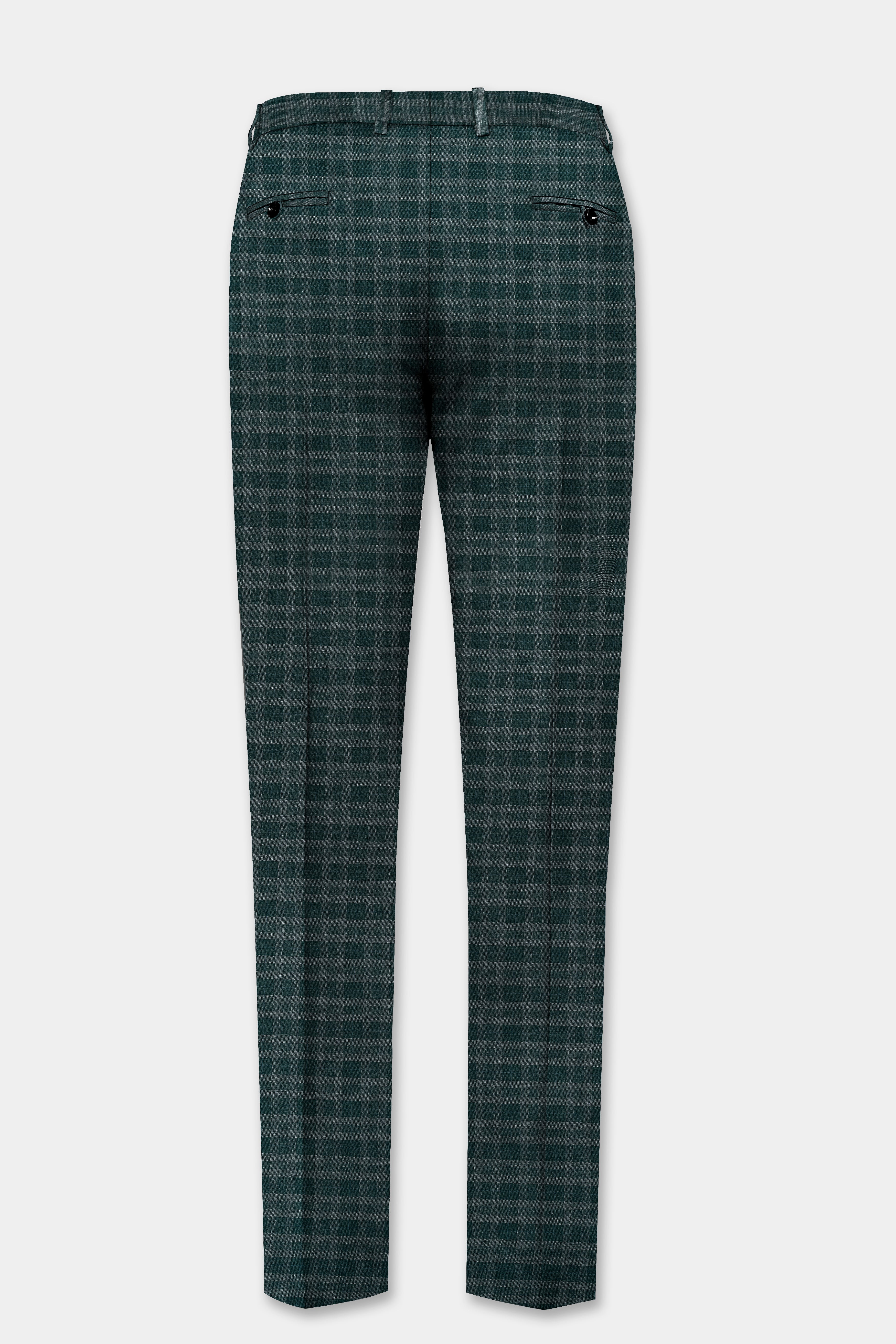 Firefly Green Plaid Wool Blend Double Breasted Suit