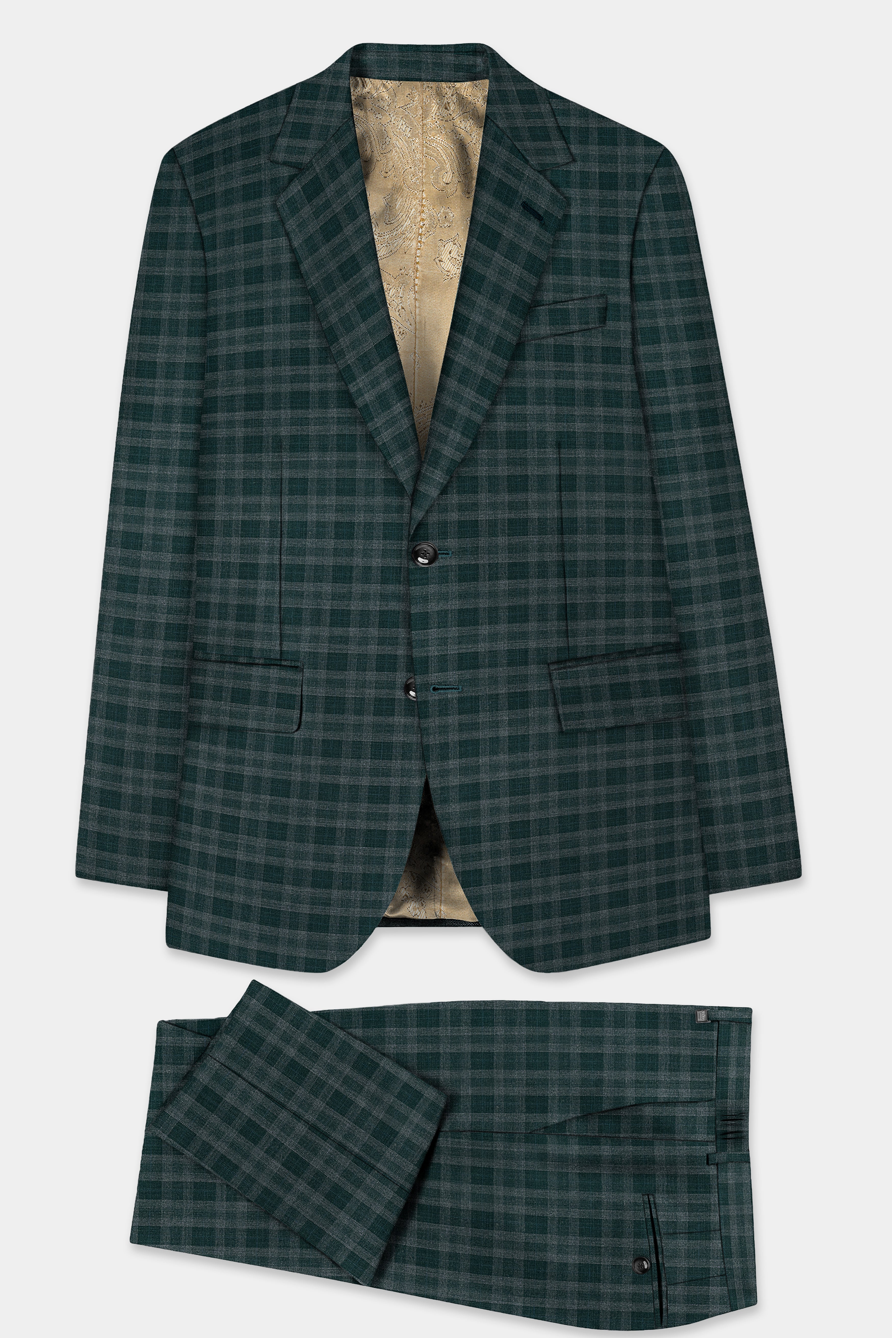 Firefly Green Plaid Wool Blend Suit