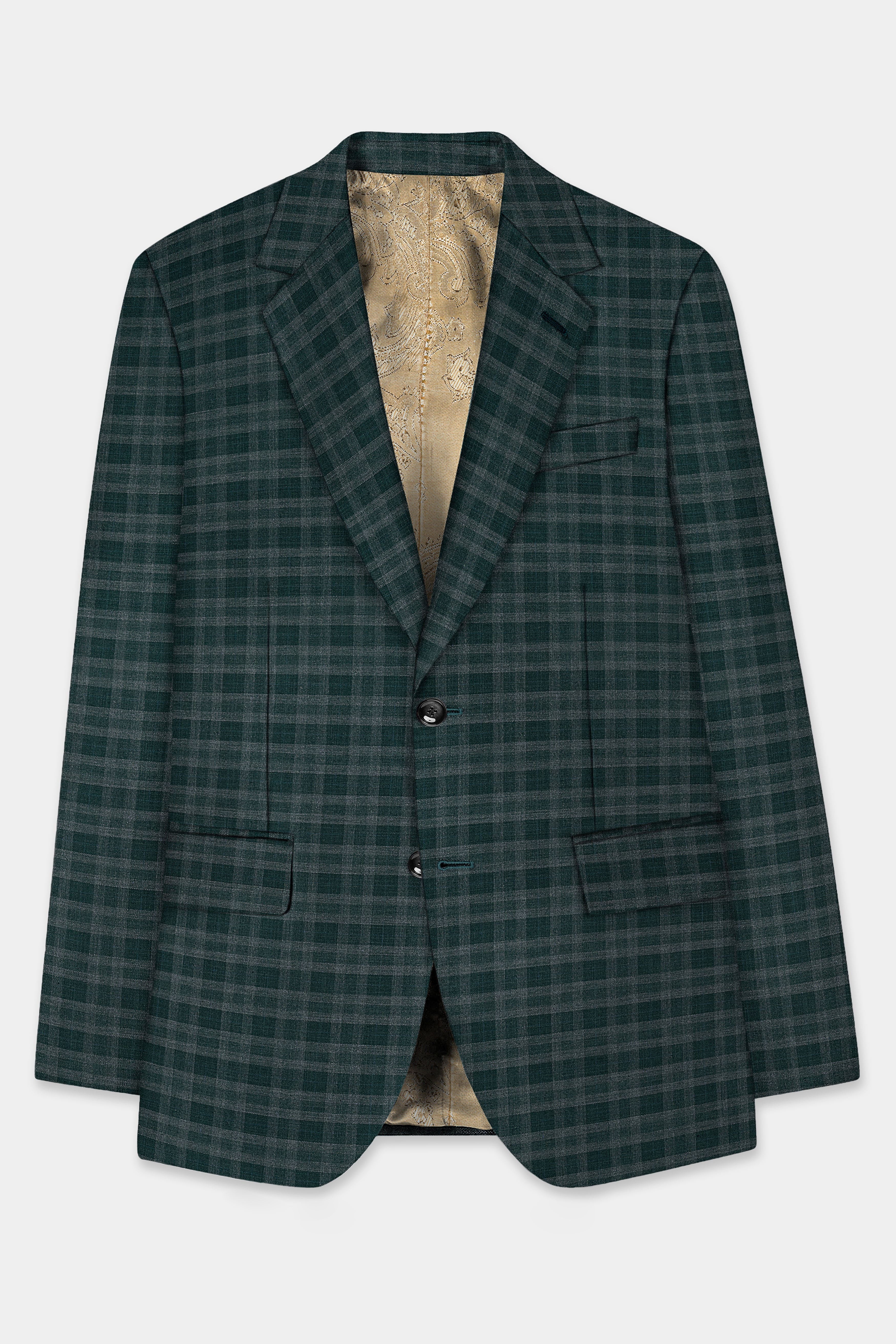 Firefly Green Plaid Wool Blend Suit