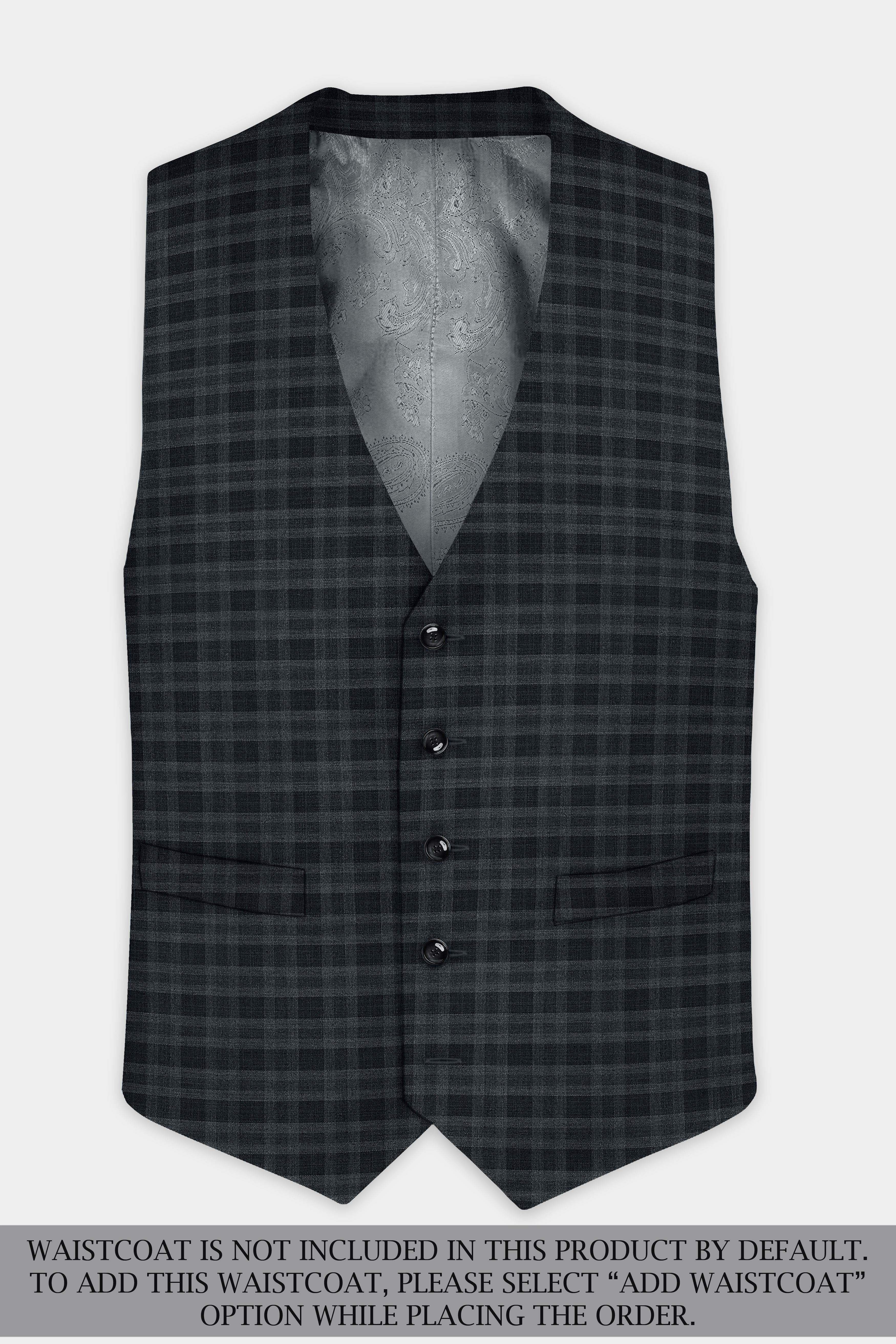 Bunker Gray With Vampire Plaid Wool Blend Double Breasted Suit