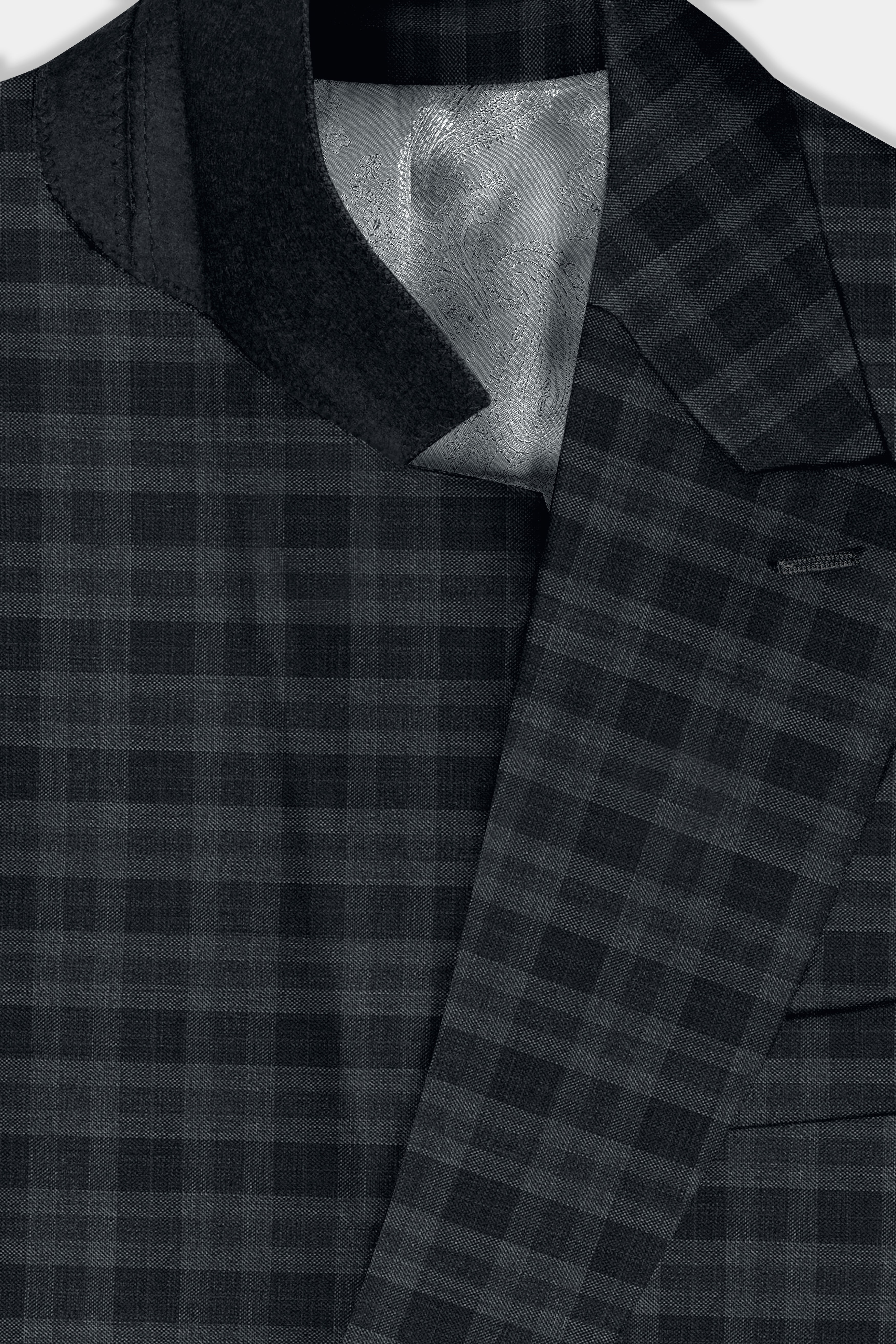 Bunker Gray With Vampire Plaid Wool Blend Double Breasted Suit